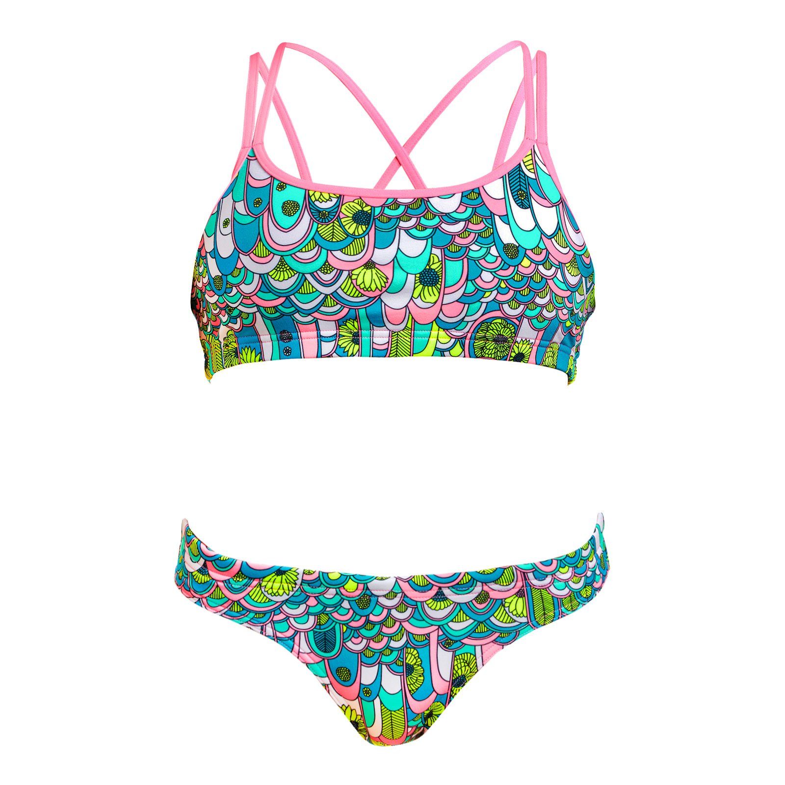 Funkita Bustier-Bikini Criss Cross Feather Fairy mit farbenfrohem Print