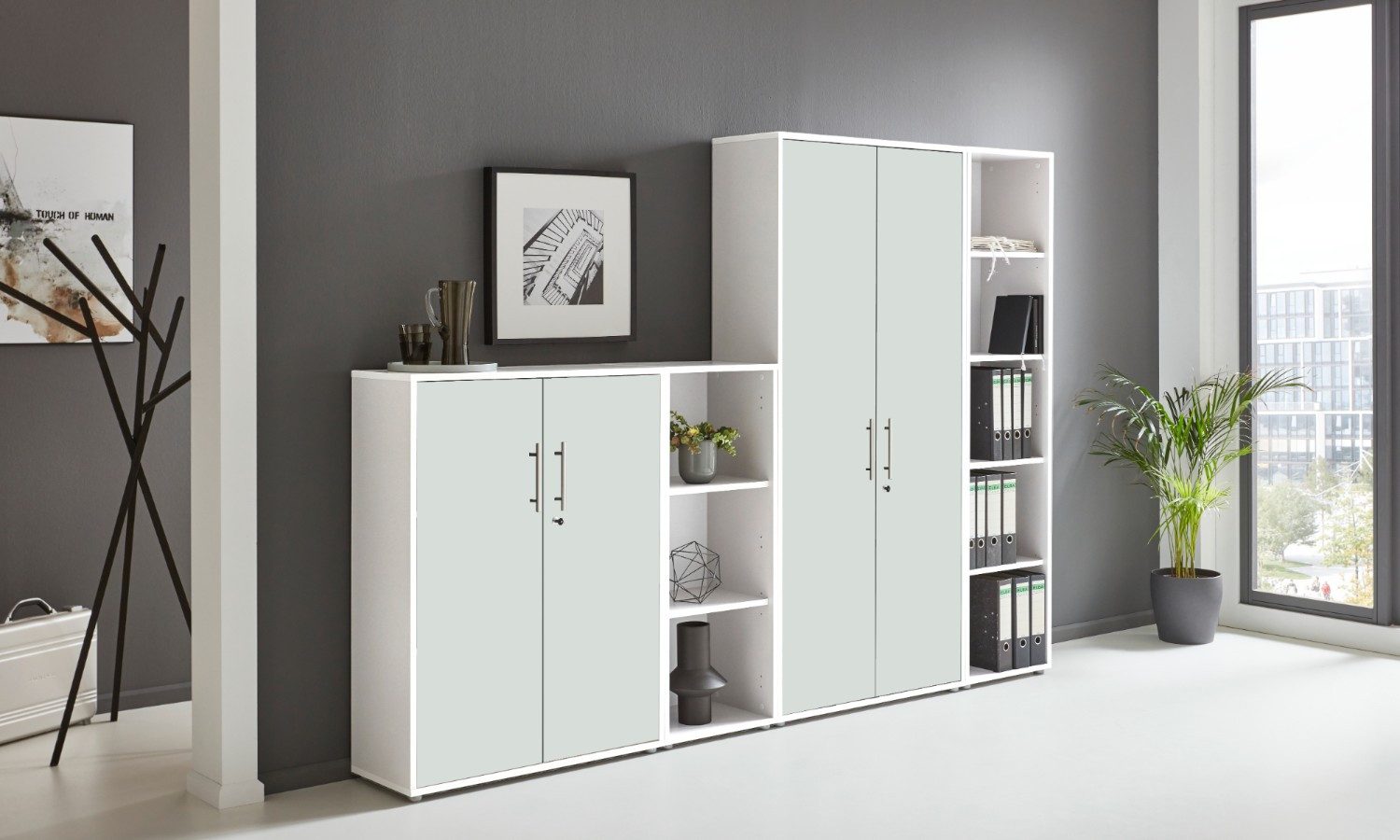 BMG Möbel Aktenschrank Office Edition 4 (Schrankwand Set, 4tlg) abschließbar, matt oder Hochglanz lackiert