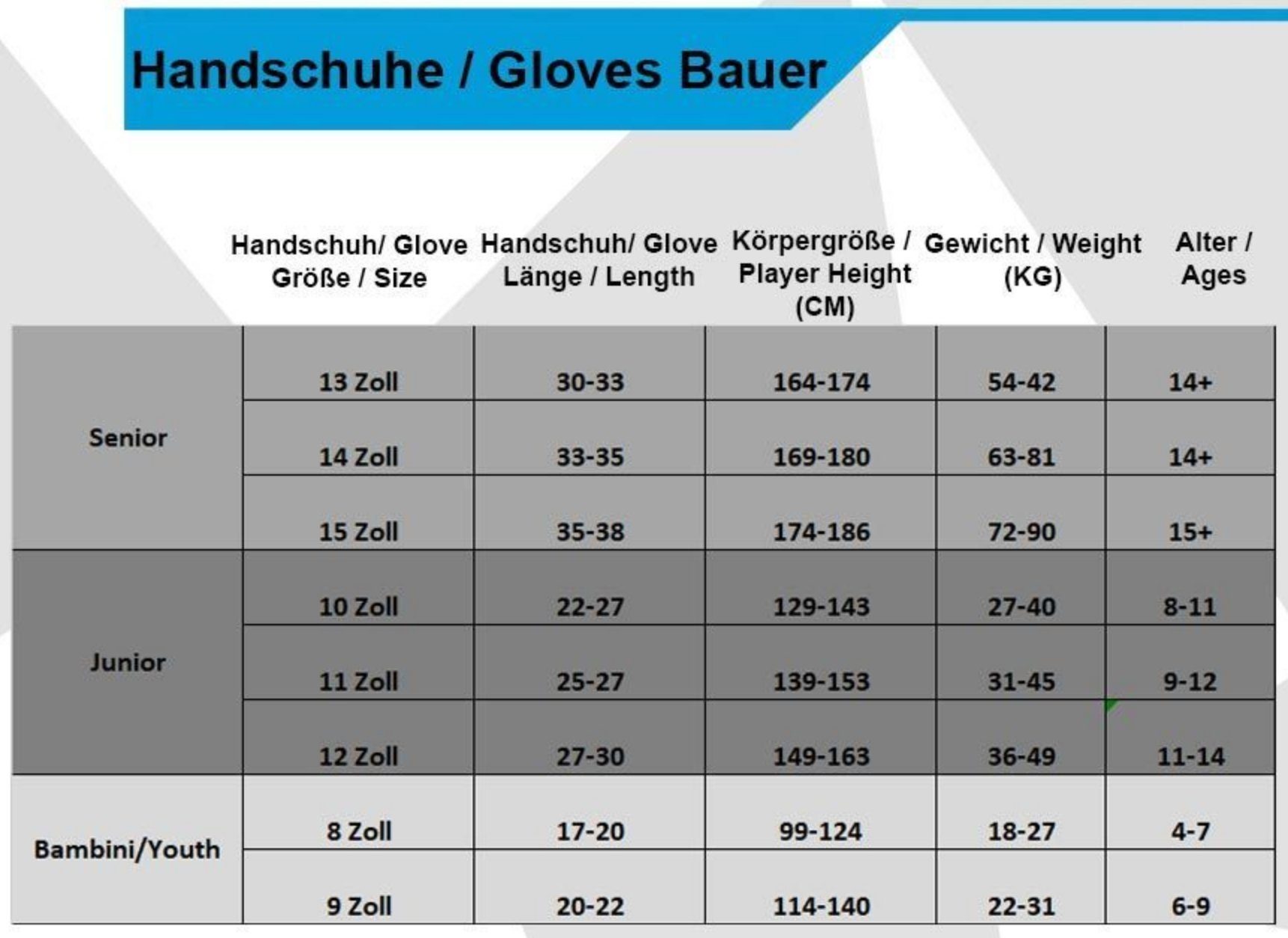Int. Handschuh Bauer Eishockeyhandschuhe BAUER - X