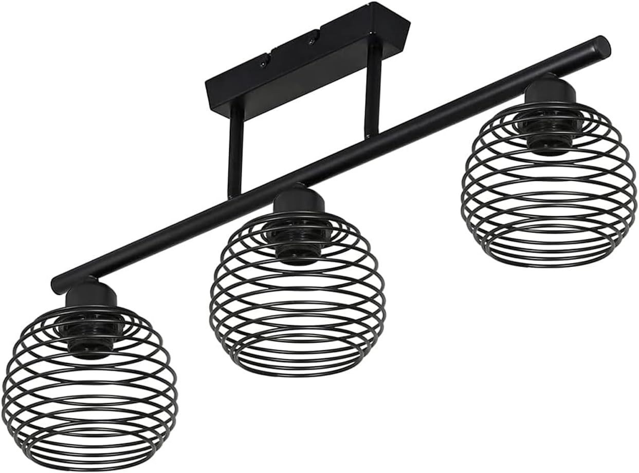 Nettlife Deckenleuchte Schwarz Vintage flur Wohnzimmer E27 Deckenlampe Retro Industrial, LED wechselbar, für Wohnzimmer Schlafzimmer Küche Esszimmer Arbeitzimme – Bild 5 von 5
