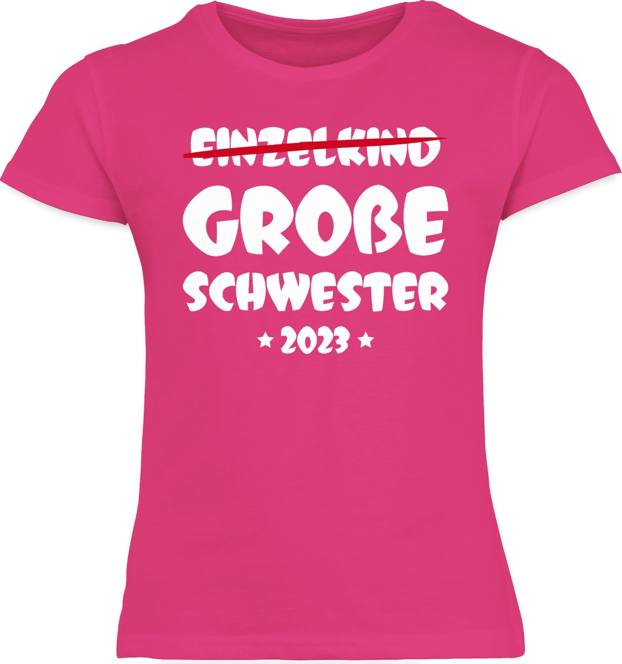 1 Schwester Schwester 2023 Einzelkind Fuchsia T-Shirt Große Shirtracer Große