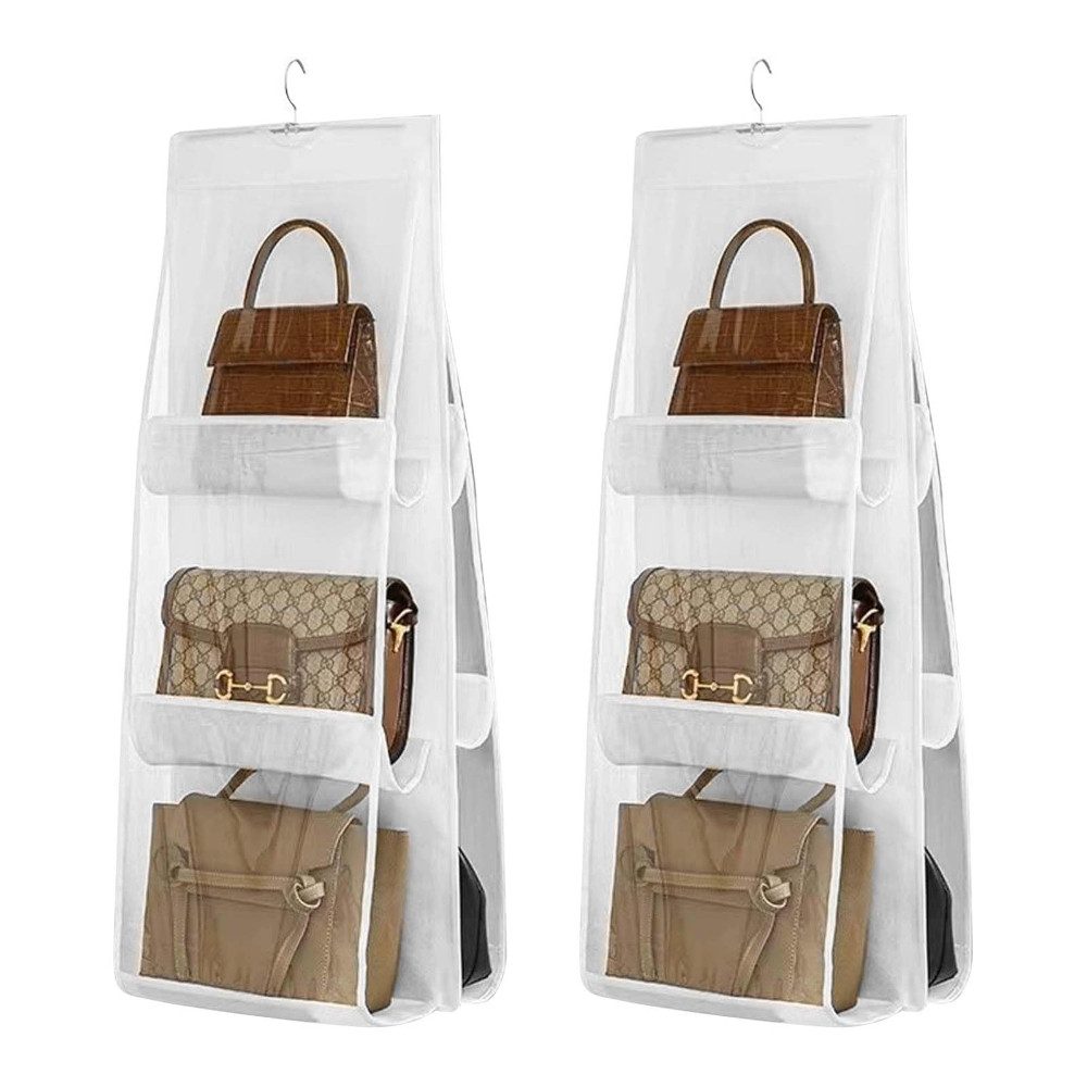 Blusmart Hängeregal Hängender Handtaschen-Organizer, 2 faltbare Aufbewahrungstaschen mit 6 transparenten Fächern, Für Kleiderschrank, Ankleidezimmer, Schlafzimmer