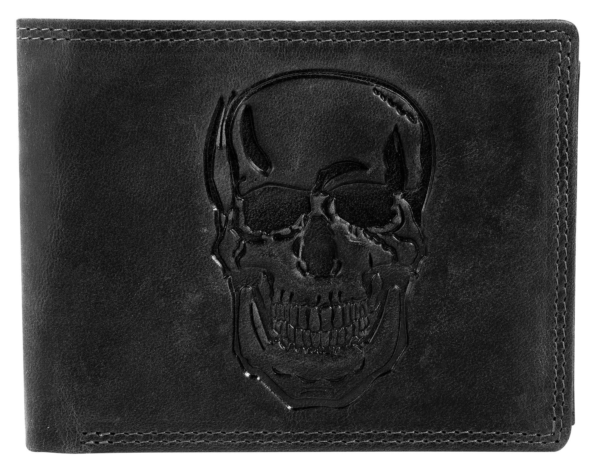 AKZENT Geldbörse 3000522 Querformat, Echtleder, RFID, Totenkopf günstig online kaufen