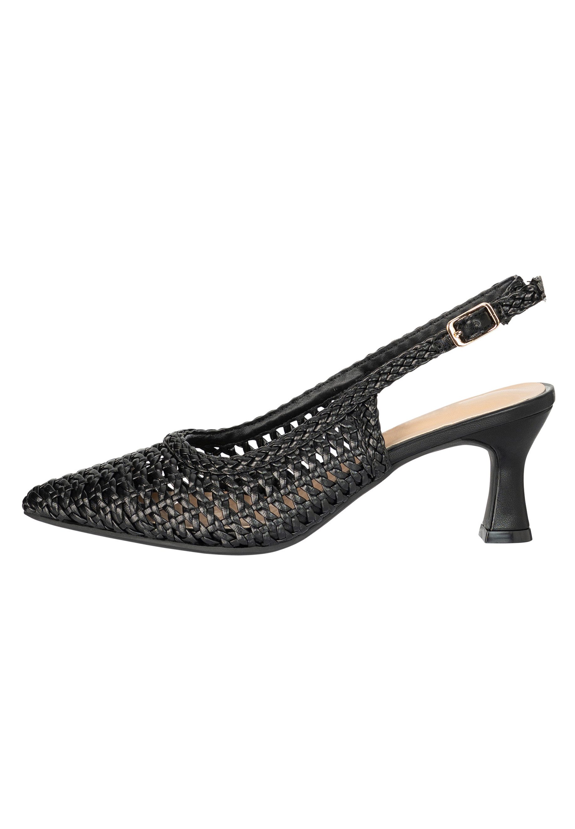 Salinyang Damen Slingback Pumps in Flechtoptik mit spitzer Kappe und Absatz Sandalette