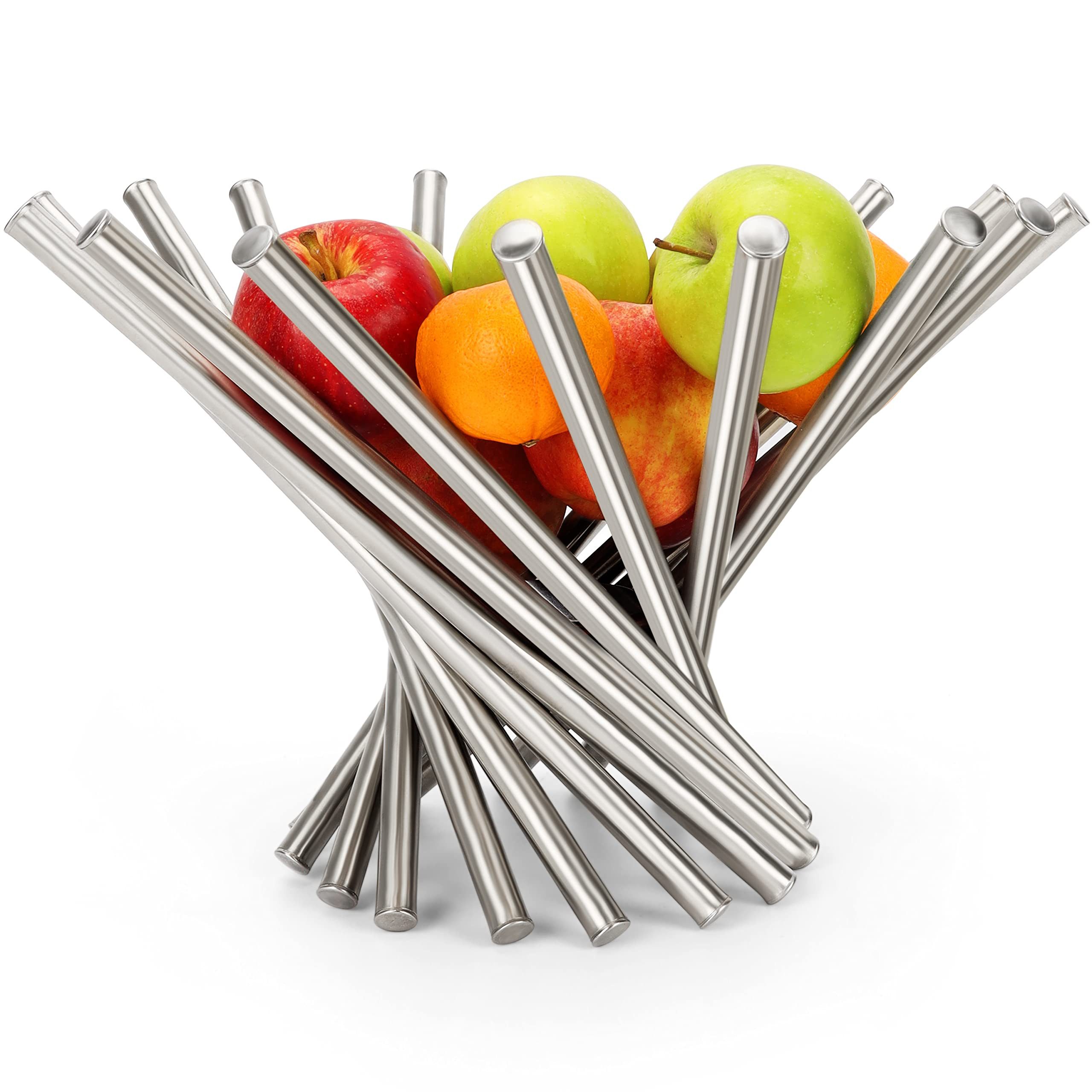 Vorratsdose Foldable Silver Fruit Bowl - Table Decoration with Fruits and Bread
