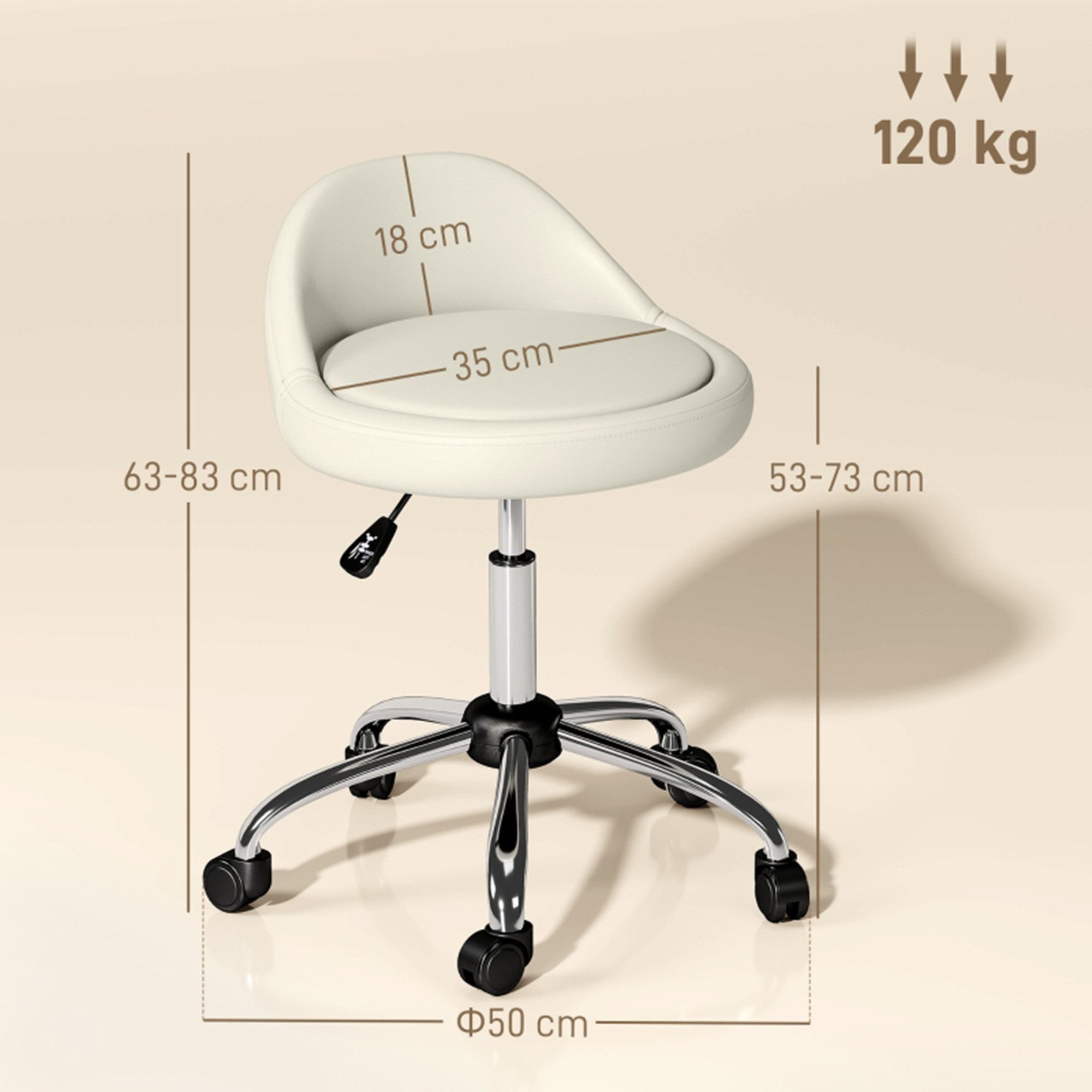 MC Star Arbeitshocker Rollhocker Höhenverstellbarer 63-83 günstig online kaufen