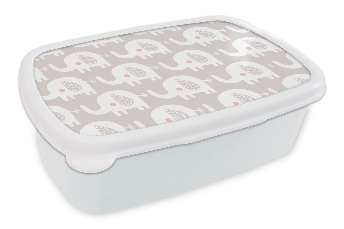 - weiß und für Jungs und Kunststoff, Mädchen Erwachsene, - Design Elefant Kinder Brotdose, Punkte, (2-tlg), für Lunchbox Brotbox MuchoWow