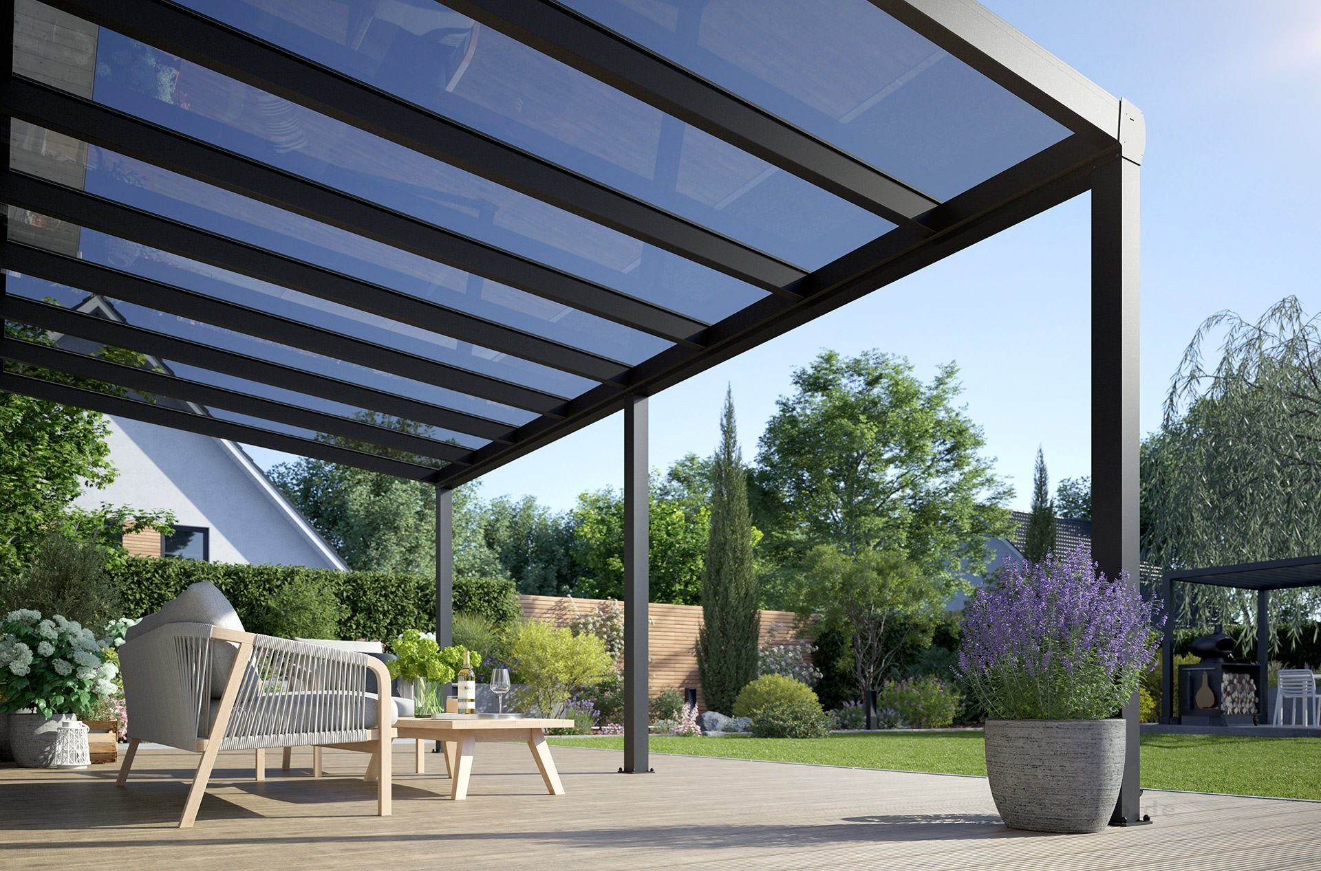 Terrassendach REXOpremium – hochwertiges Aluminium Terrassendach 6m x 2,5m