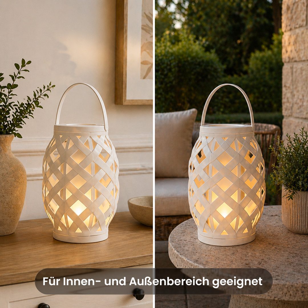 STAR TRADING Außen-Tischleuchte Flame lantern, Zwei stimmungsvolle Lichtmodi: Wählen Sie zwischen sanft rotierendem F