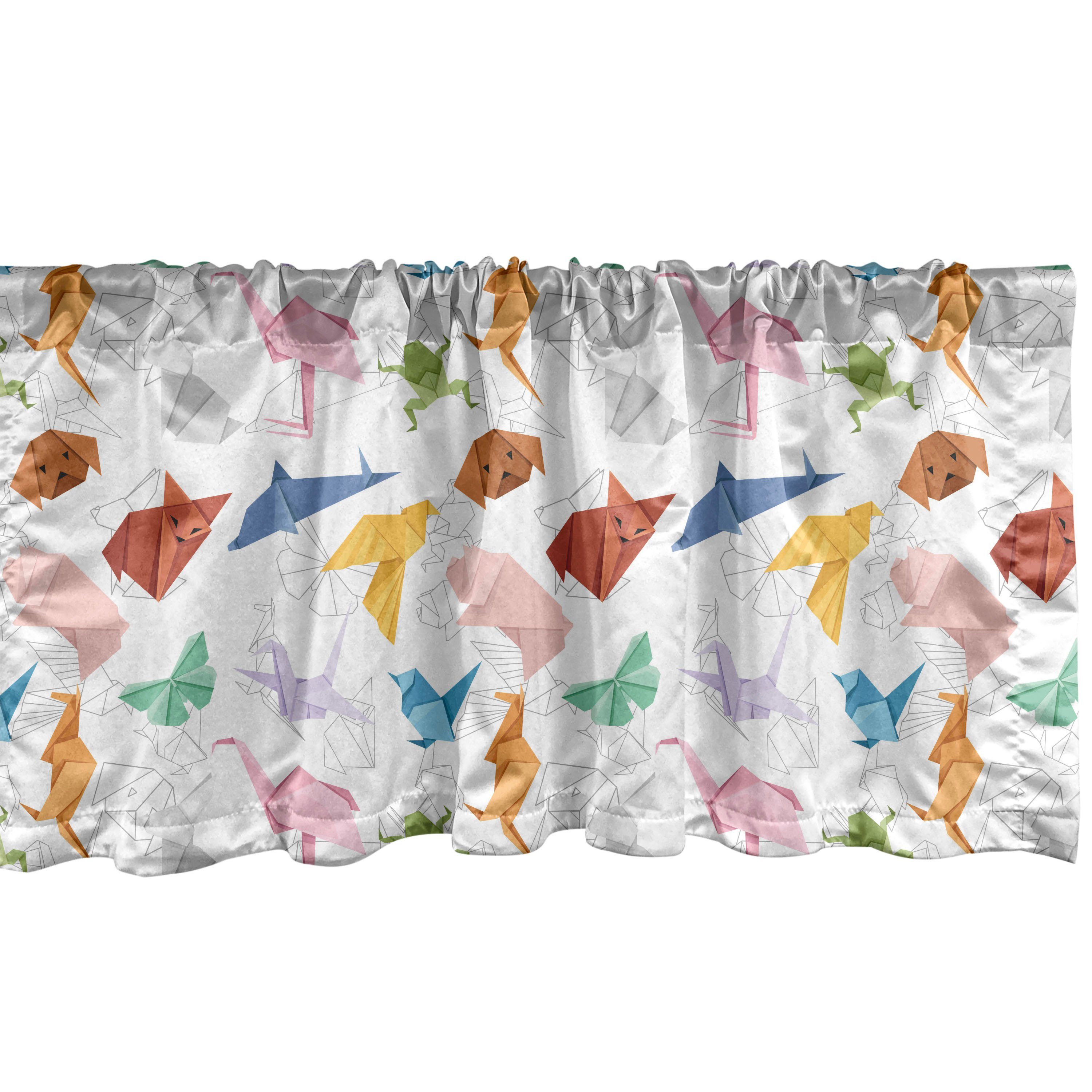 Scheibengardine Vorhang Volant für Küche Schlafzimmer Dekor mit Stangentasche, Abakuhaus, Microfaser, Origami Einfache Handwerk Tiere