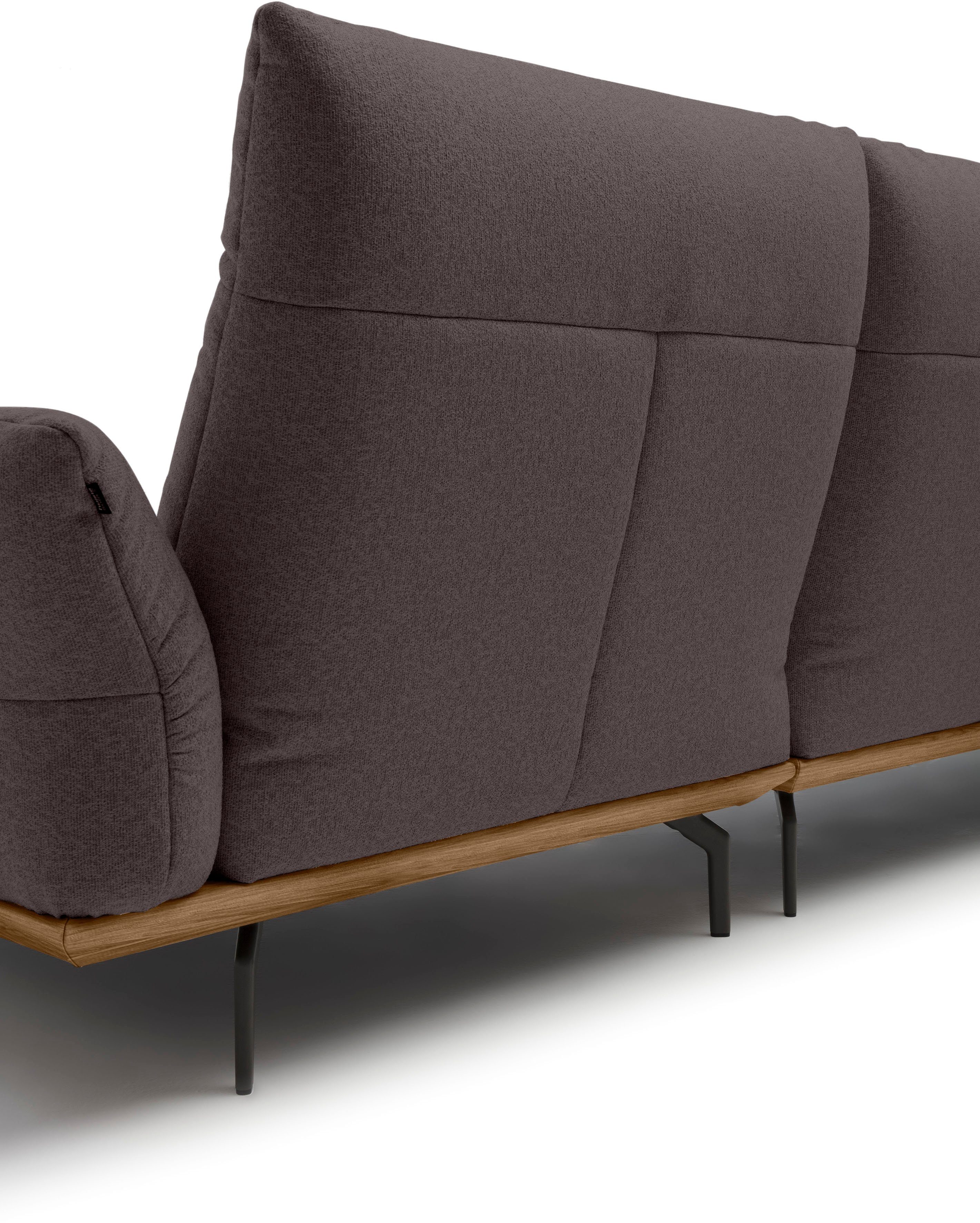 hülsta sofa Breite hs.460, 318 Umbragrau, Ecksofa cm in Winkelfüße in Nussbaum, Sockel