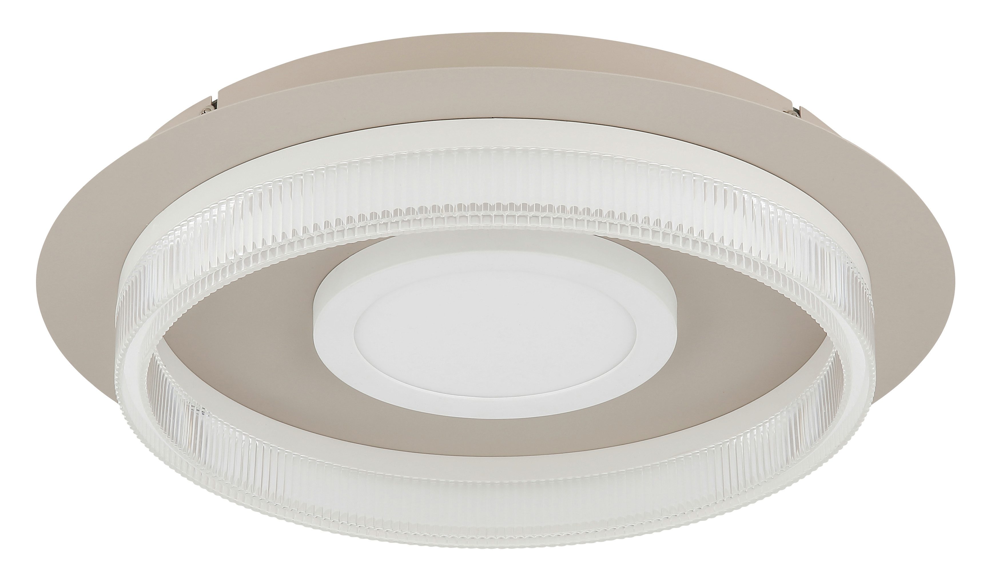 GLOBO LIGHTING Deckenleuchte ZARA, LED fest integriert, Warmweiß, Weiße Deckenleuchte sandfarben mit Kunststoff opal, LED 24W