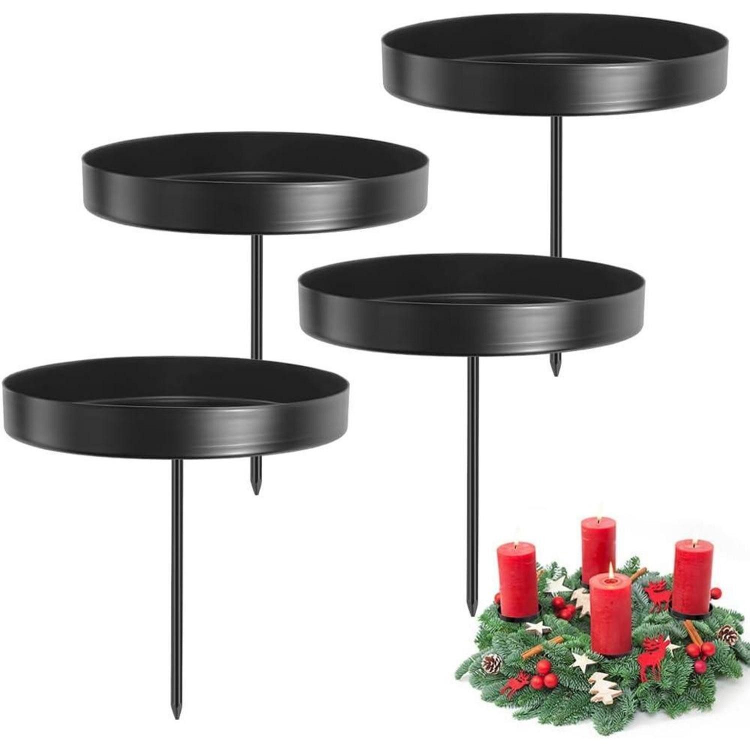 Adventsleuchter Kerzenhalter Adventskranz Kerzenteller Dorn 8cm Schwarz 4 Stück φ8cm