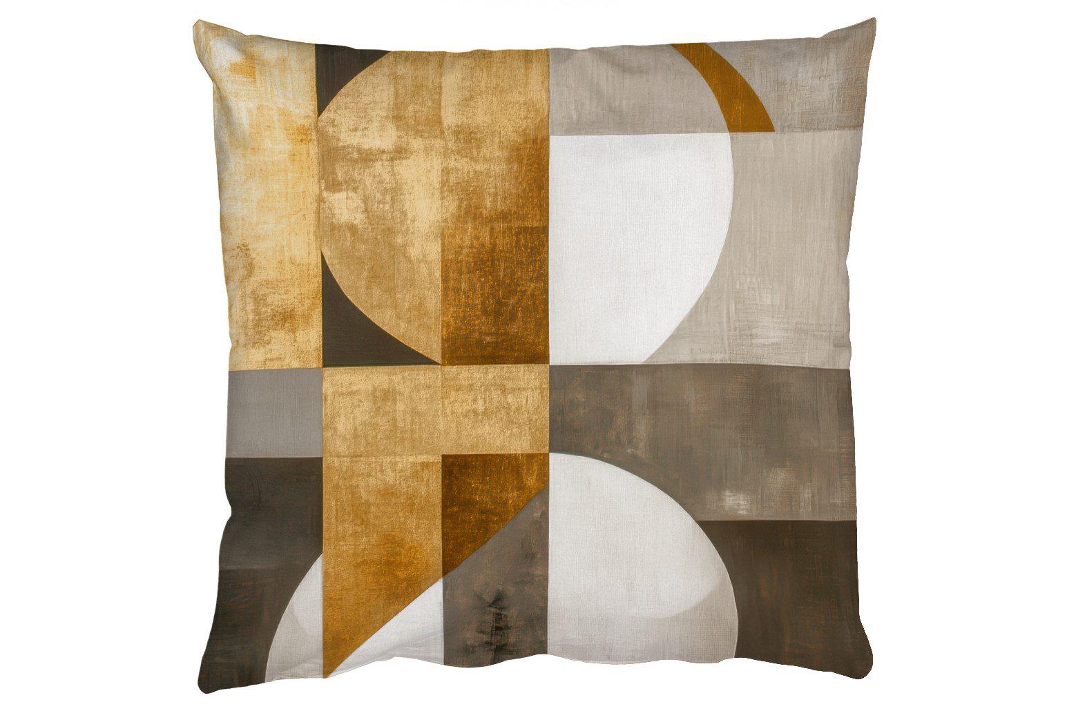 MuchoWow Dekokissen Abstrakt - Gold - Grau - Formen - Geometrisch, Zierkissen mit Füllung für Wohnzimmer, Sofakissen, 40x40 cm