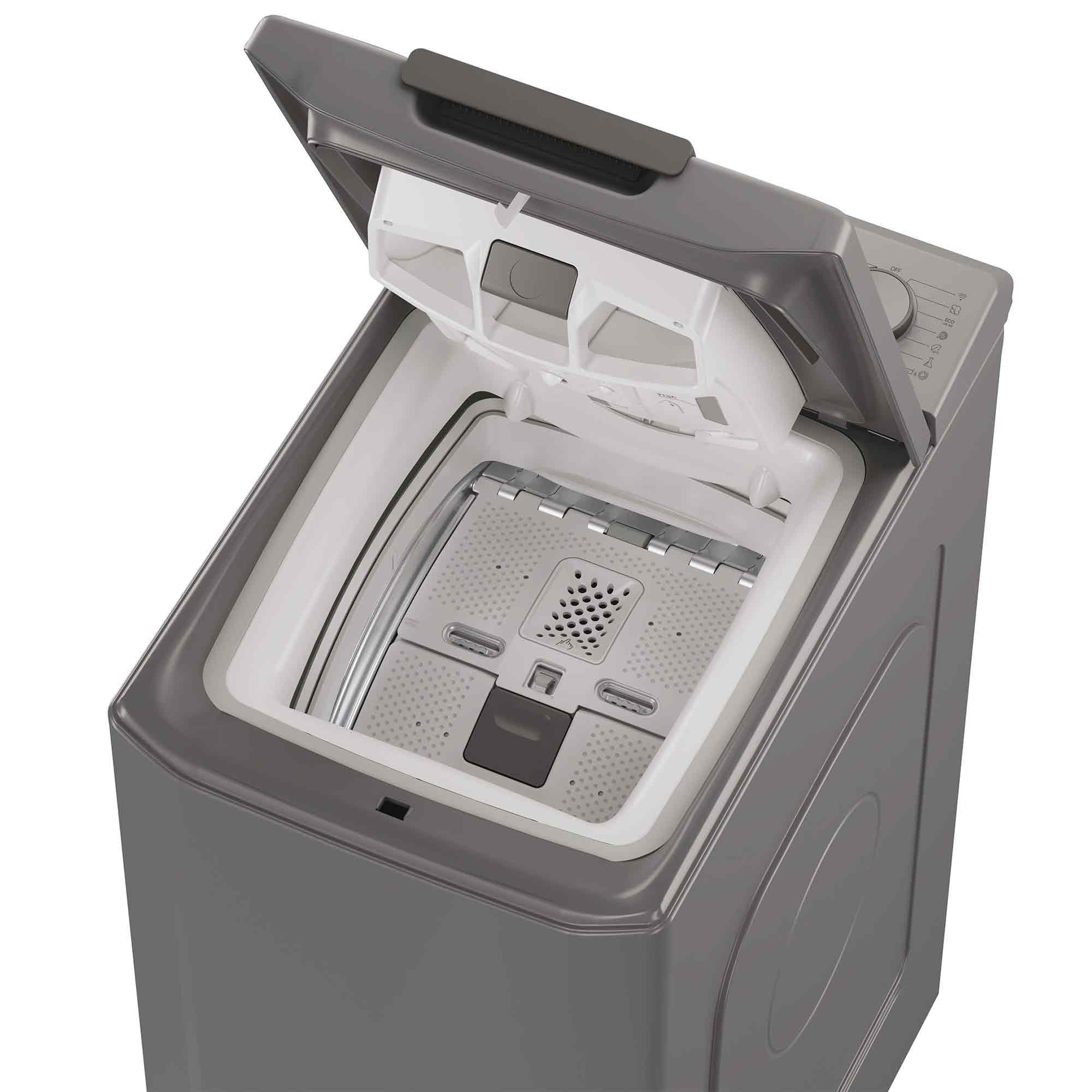 Hoover Waschmaschine Toplader THOSQ286TMR5-S, 8 kg, 1200 U/min, Temperatur wählbar (0-90 °C), Schnelles & Sicheres Beladen – Bild 2 von 3