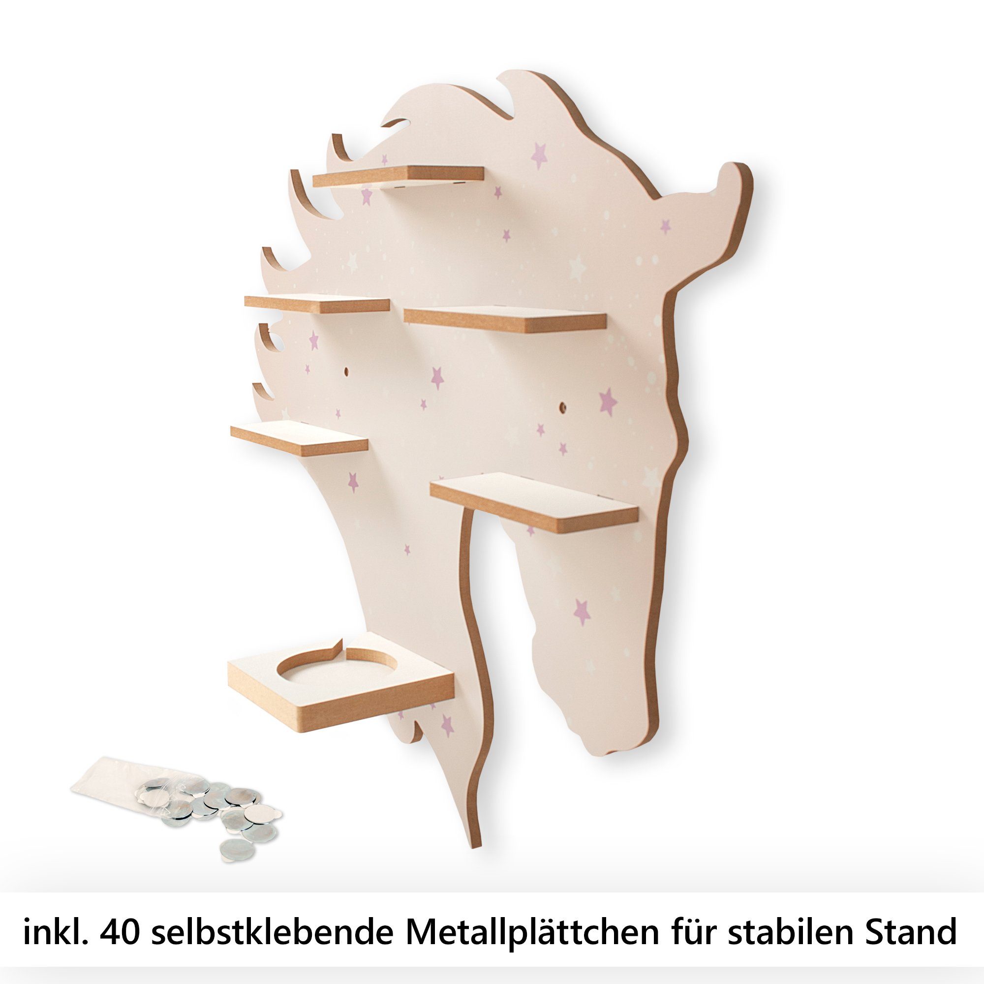 TONIE-BOX Kinderregal Feder und Kreative inkl. für 40 MUSIKBOX-REGAL Metallplättchen Pferd, TONIES