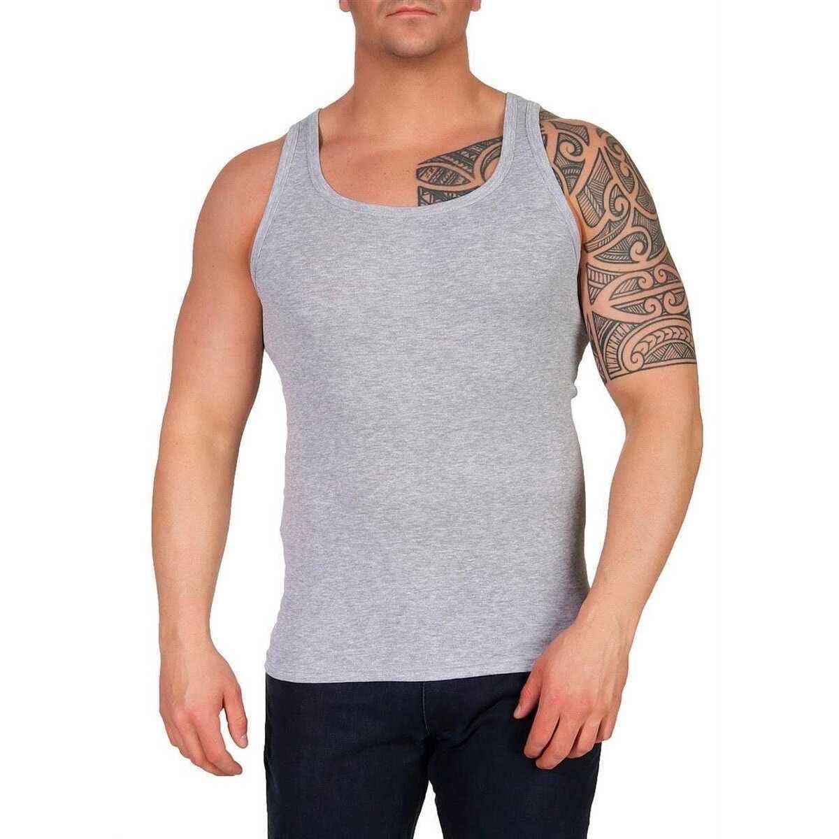 EloModa Unterhemd 2 Stück Herren Unterhemd Männer Unterwäsche Baumwolle, Grau/XXL (2-St) 100% Baumwolle, Nahtlos, Komfortabel – Bild 2 von 4