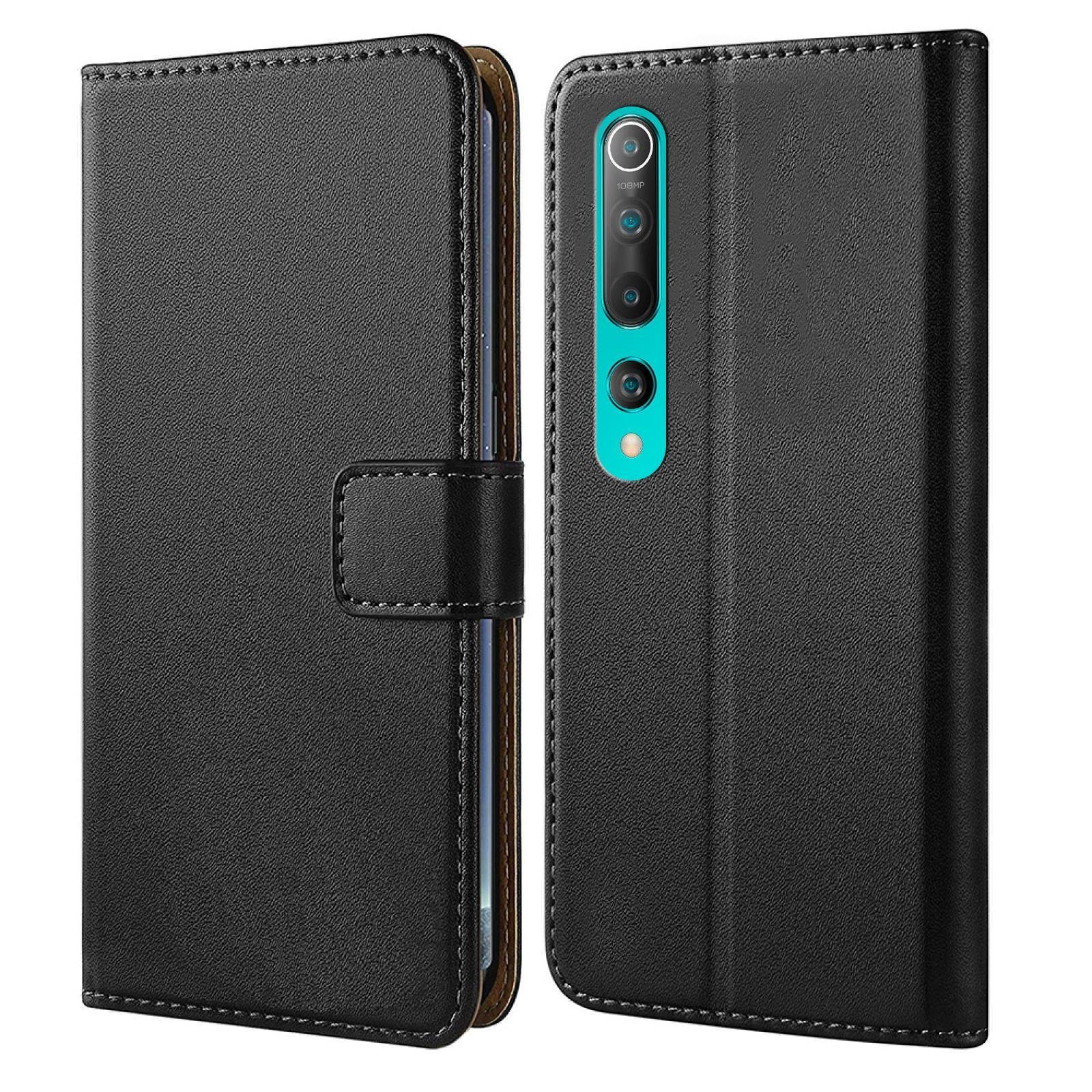 Numerva Handyhülle Bookstyle Handytasche für Xiaomi Mi 10/Mi 10 Pro, Etui Schutzhülle Klapphülle Flip Cover Schwarz