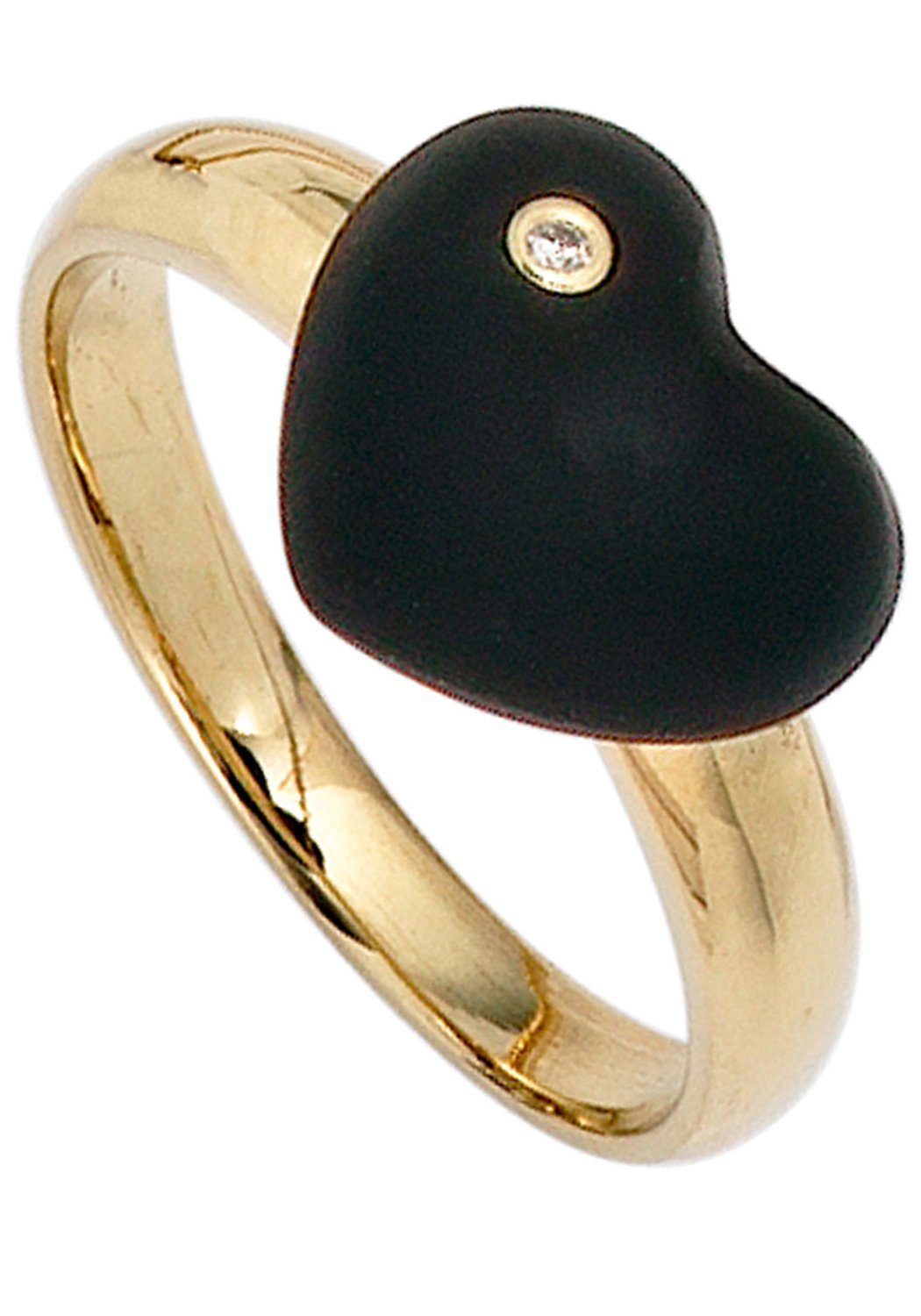 JOBO Fingerring Ring mit Onyx und Diamant, 585 Gold