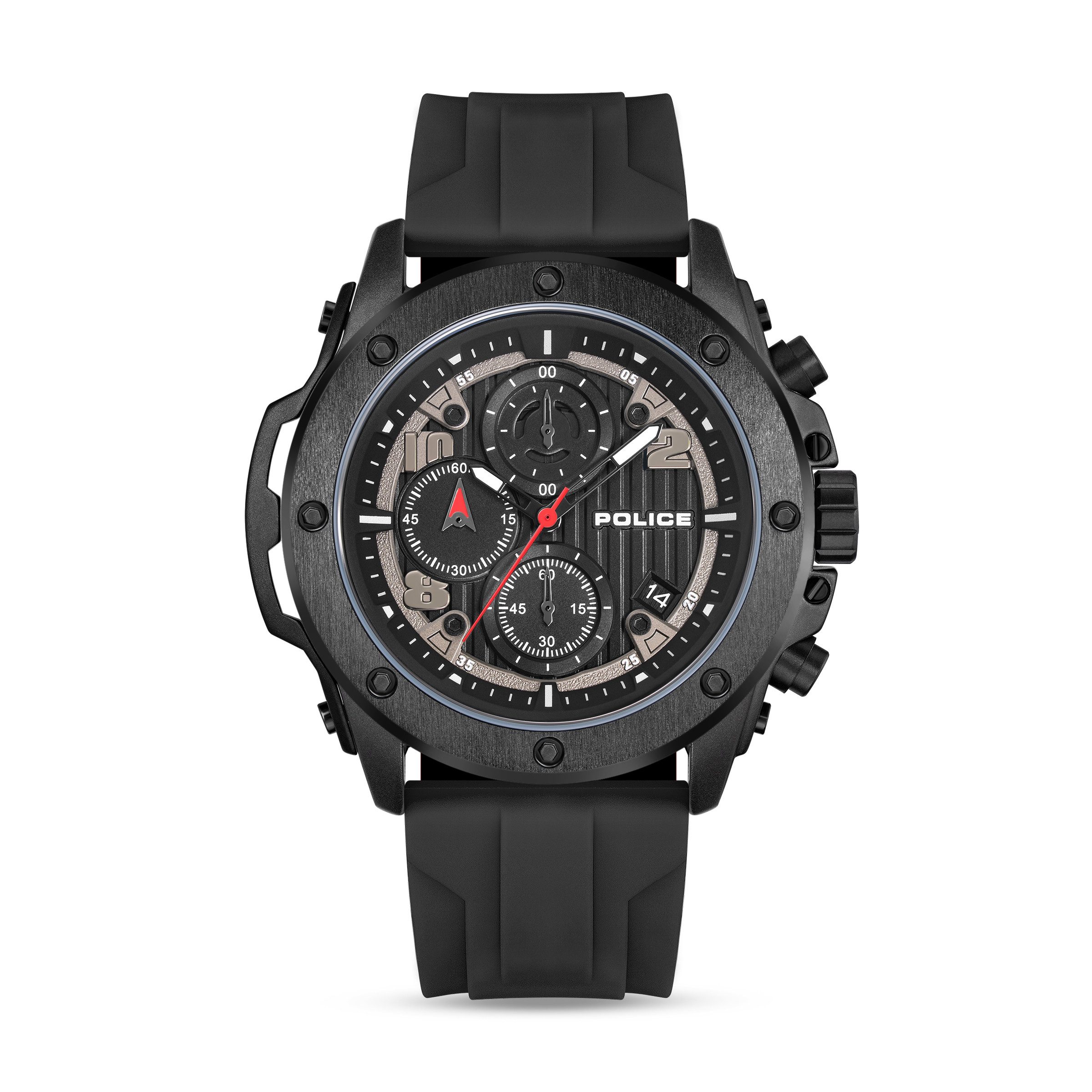 Police Chronograph Clout Orb PEWGO00777X1, Quarzuhr, Armbanduhr, Herrenuhr, Silikonarmband, analog, Tag