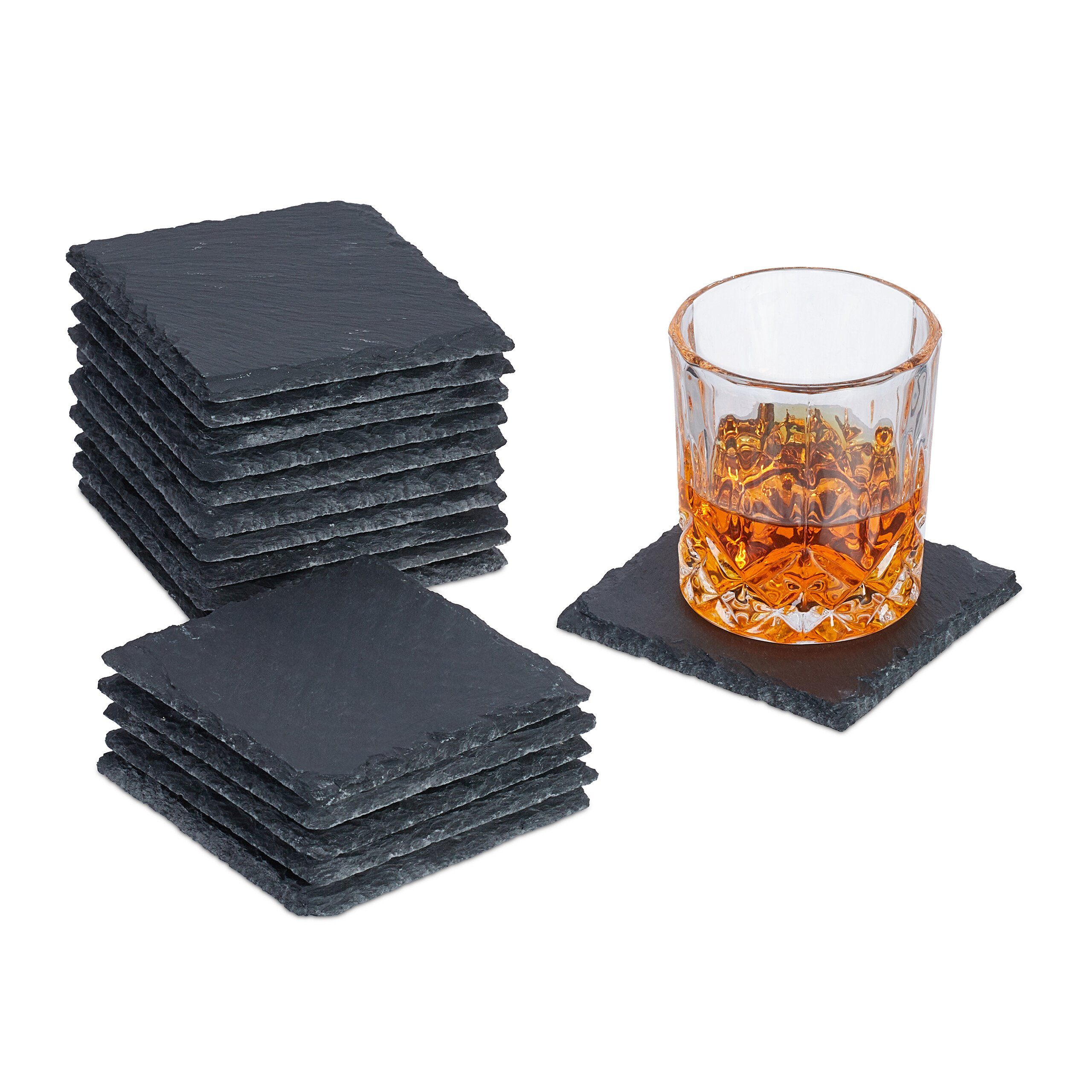 Getränkeuntersetzer 16er Set Schiefer Untersetzer 10x10 cm