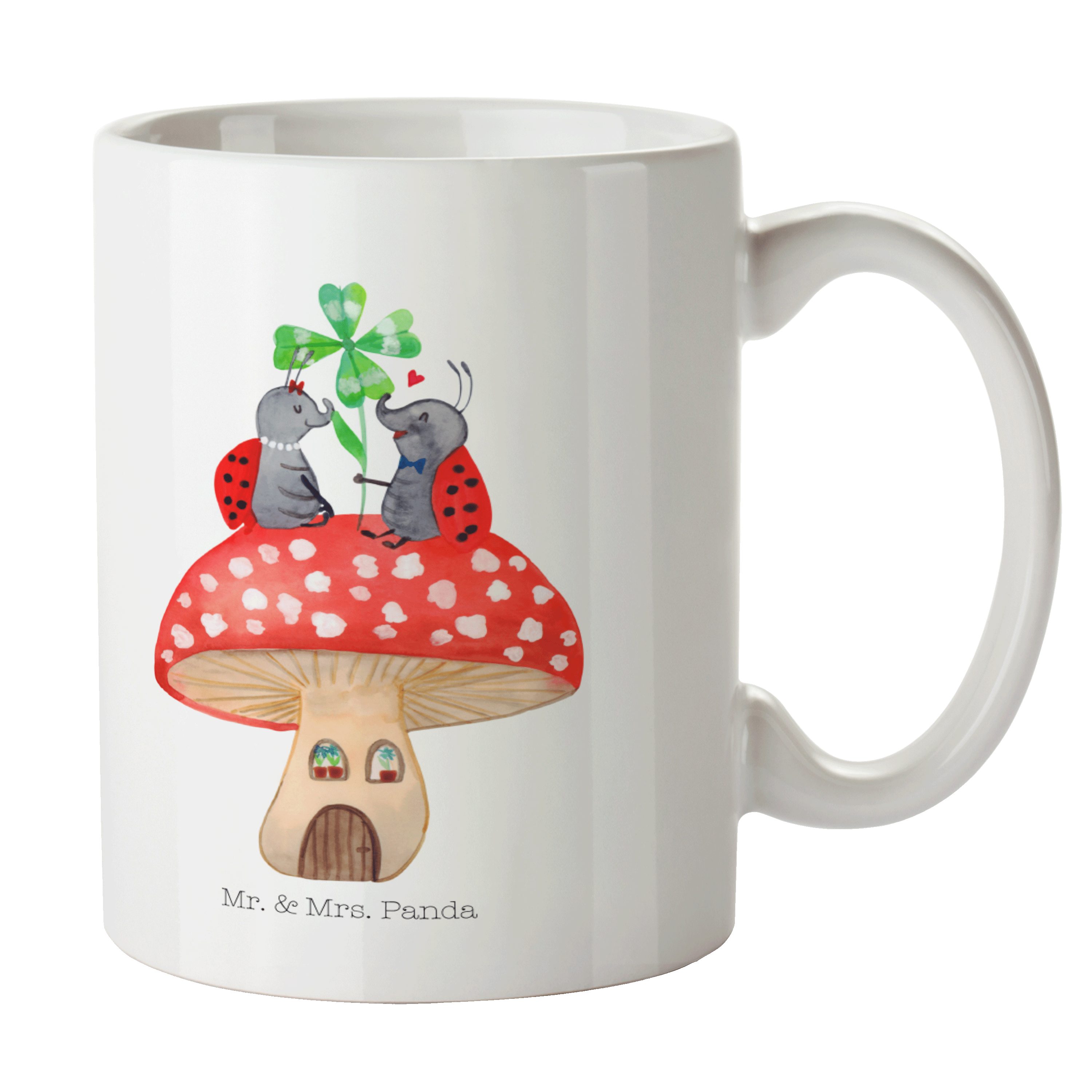 Mr. & Mrs. Keramik - Weiß Porzellantasse, Paar Tierm, - Panda Marienkäfer Tasse Geschenk, Fliegenpilz