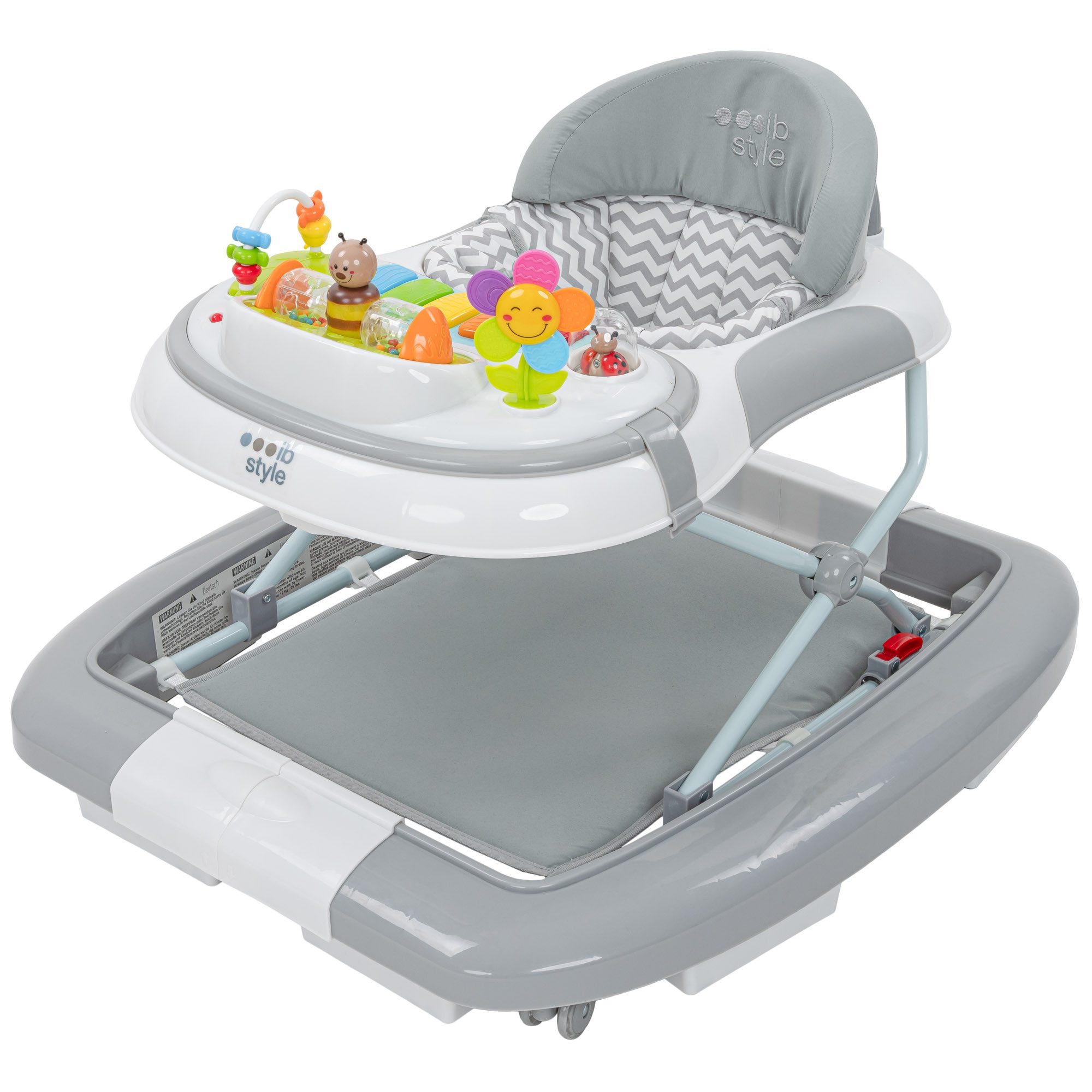 ib style Lauflernhilfe Wave Babywalker Grau, Lauflernwagen mit Schaukelfunktion & elektronischem Spielelement