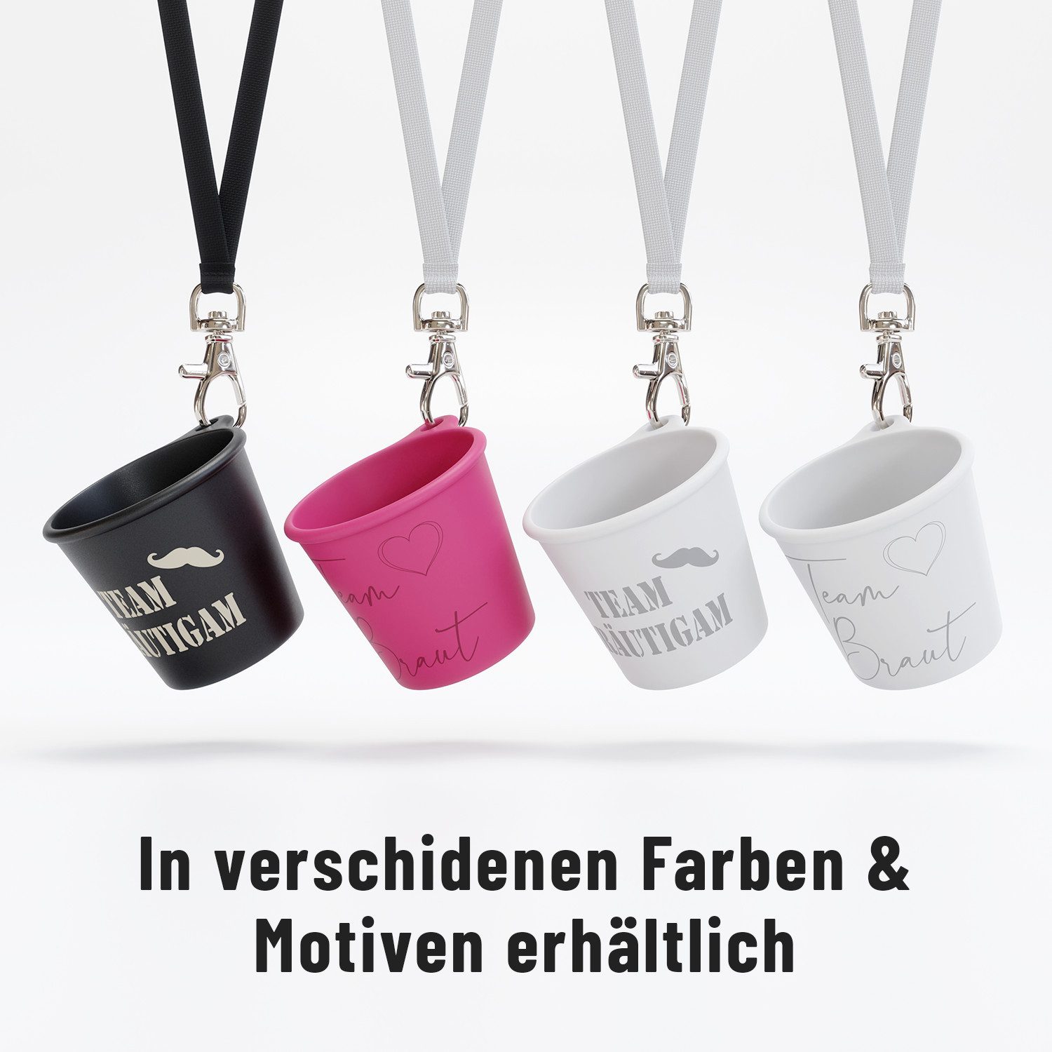 SoPro Schnapsglas 12x Schnapsbecher Plastik 4 cl wiederverwendbar, Pinnchen zum Umhängen