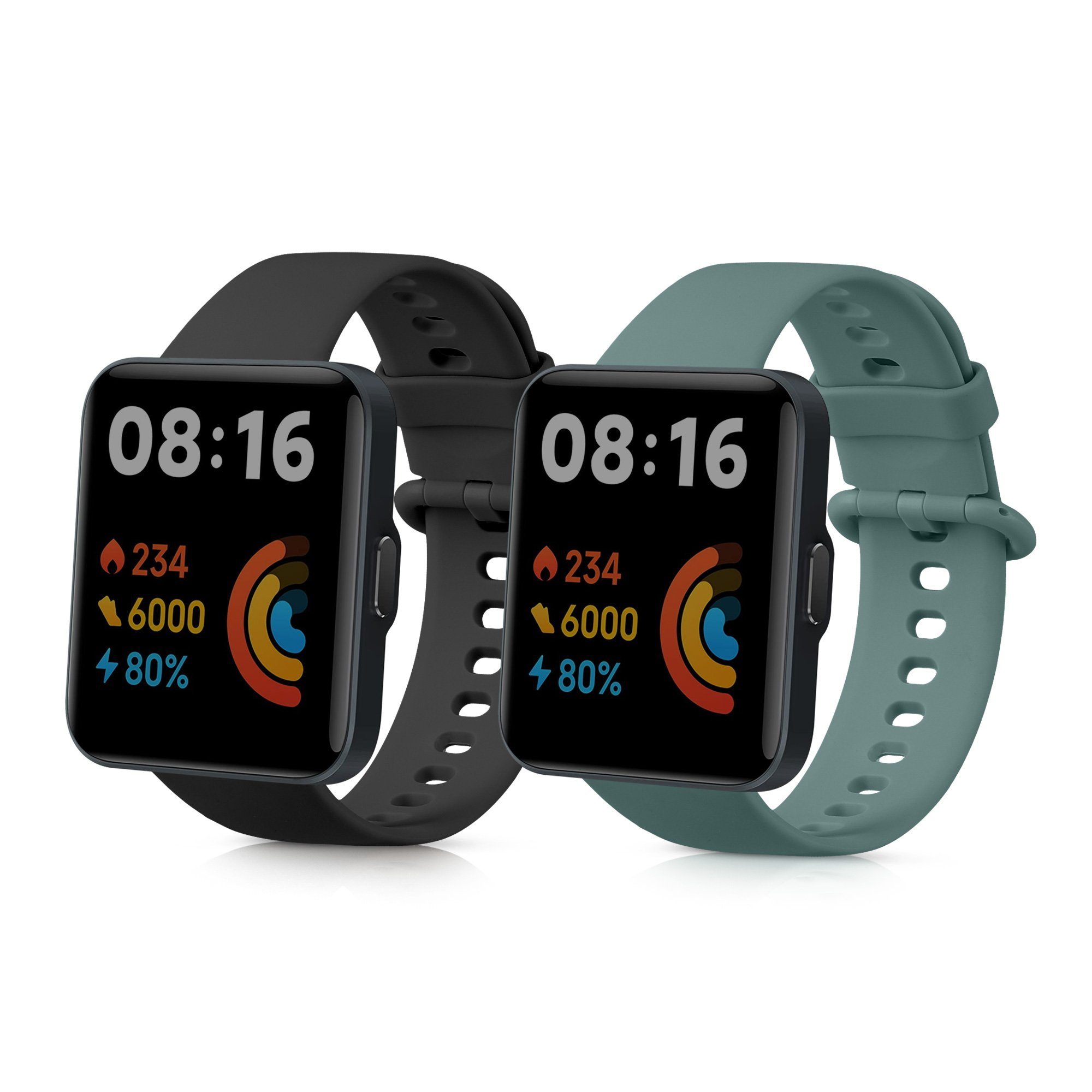 kwmobile 2x Uhrenarmband für Xiaomi Redmi Watch 2 Lite Armband Smartwatch, 2-tlg., Fitnesstracker Band Set aus TPU Silikon - Ersatzarmband Smartwatch