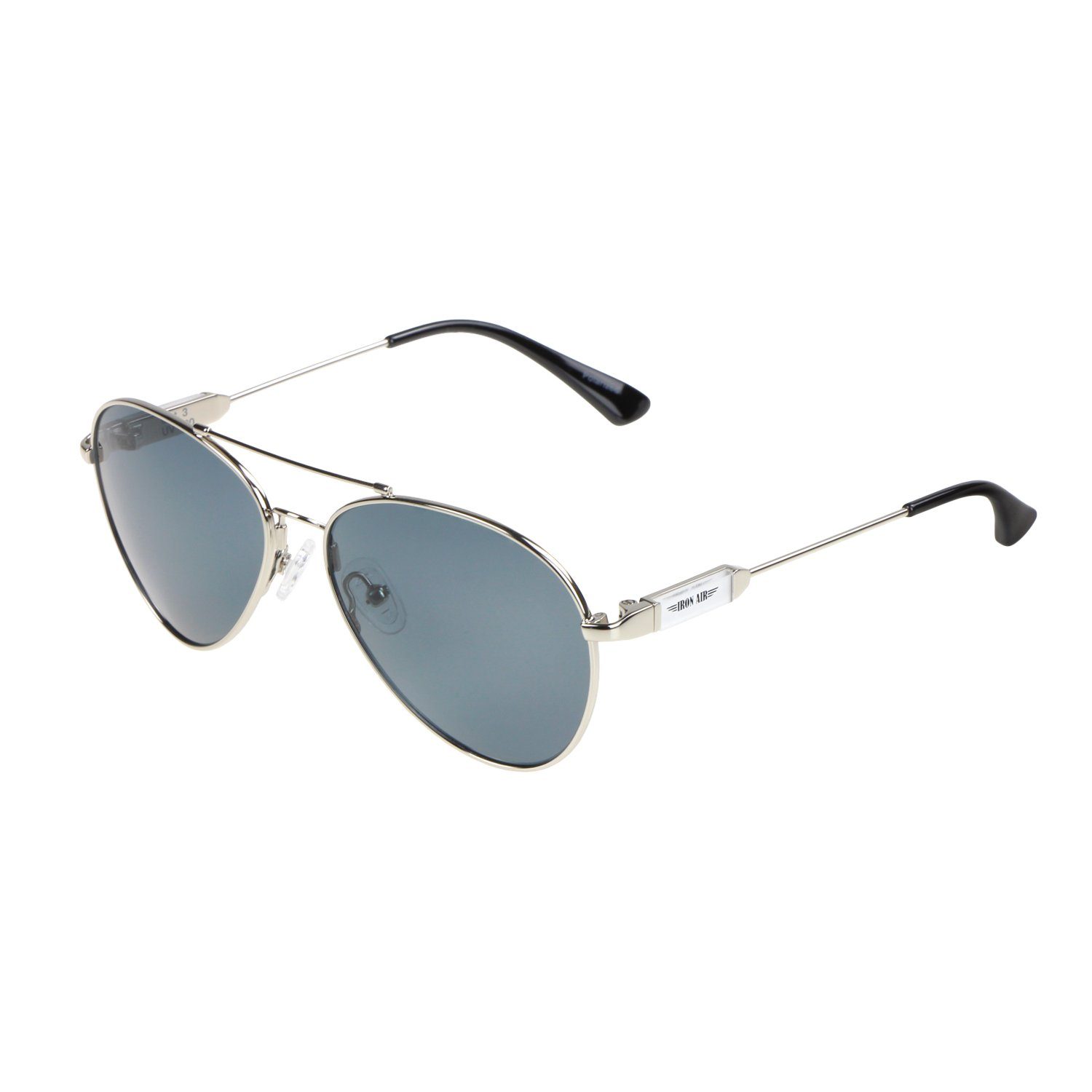 Schwarze Metall ActiveSol - Sonnenbrille Brillenputztuch Nasenbügel (inklusive Pilotenbrille SUNGLASSES Silber und Kinder, Flieger-Brille - Bügel Gläser im Memory mit 10 Metall Jahre, Schiebeschachtel) für 6