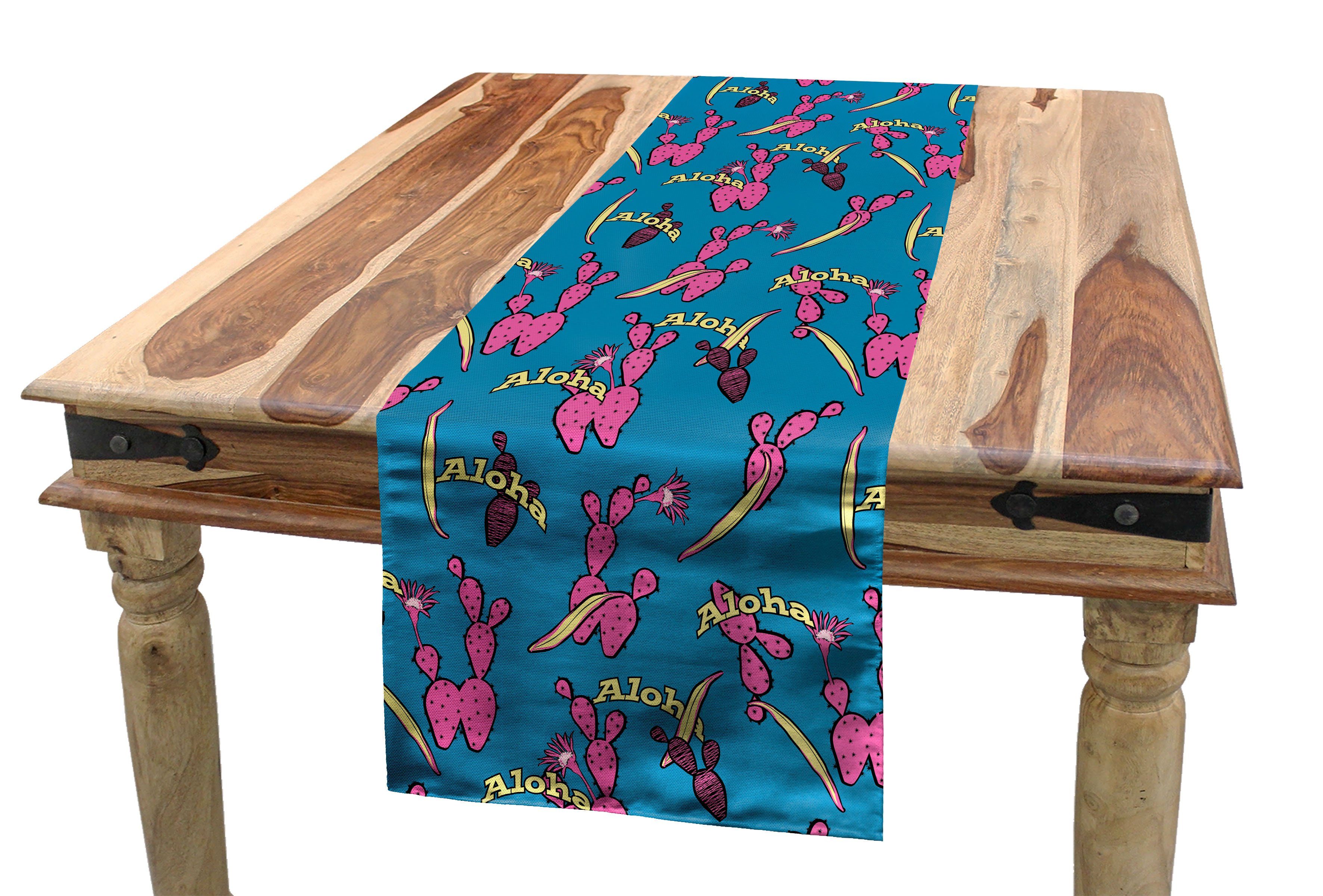 Abakuhaus Tischläufer Esszimmer Küche Rechteckiger Dekorativer Tischläufer, Aloha Bunte Spiky Kaktus Muster
