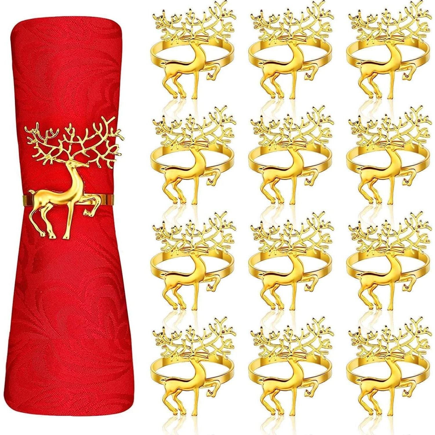 LuxusKollektion Serviettenring Serviettenringe 12 Stück Weihnachten Rentier Hirsch 6 cm Gold