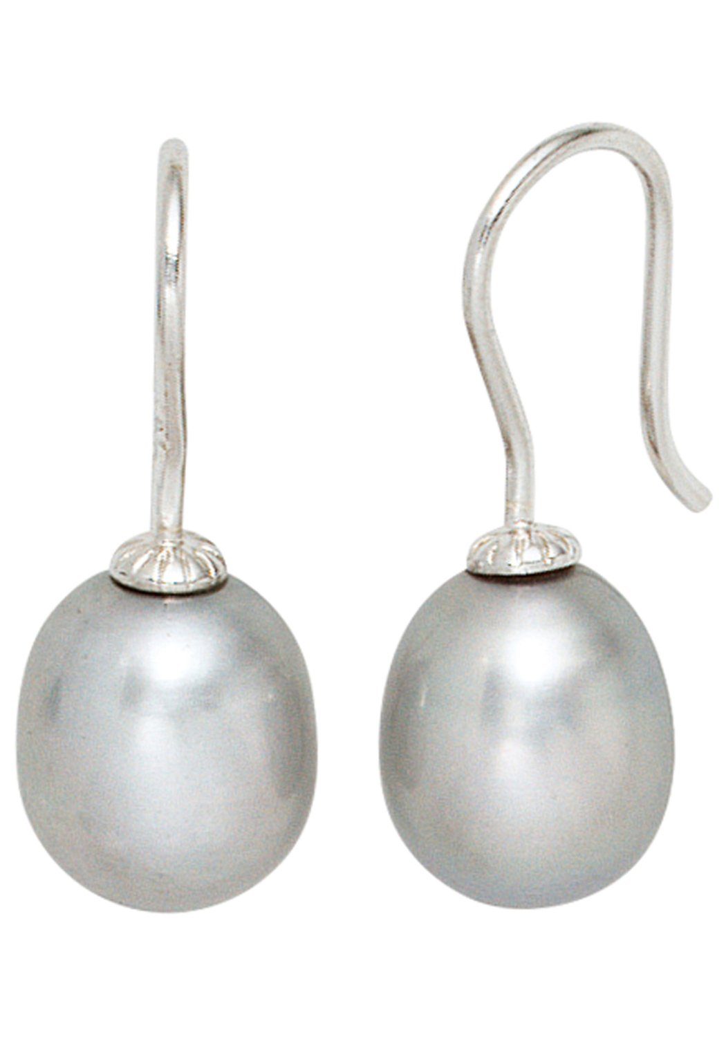 JOBO Perlenohrringe, 925 Silber mit Süßwasser-Zuchtperlen, Höhe ca. 22,5  mm, Breite ca. 9,1 mm
