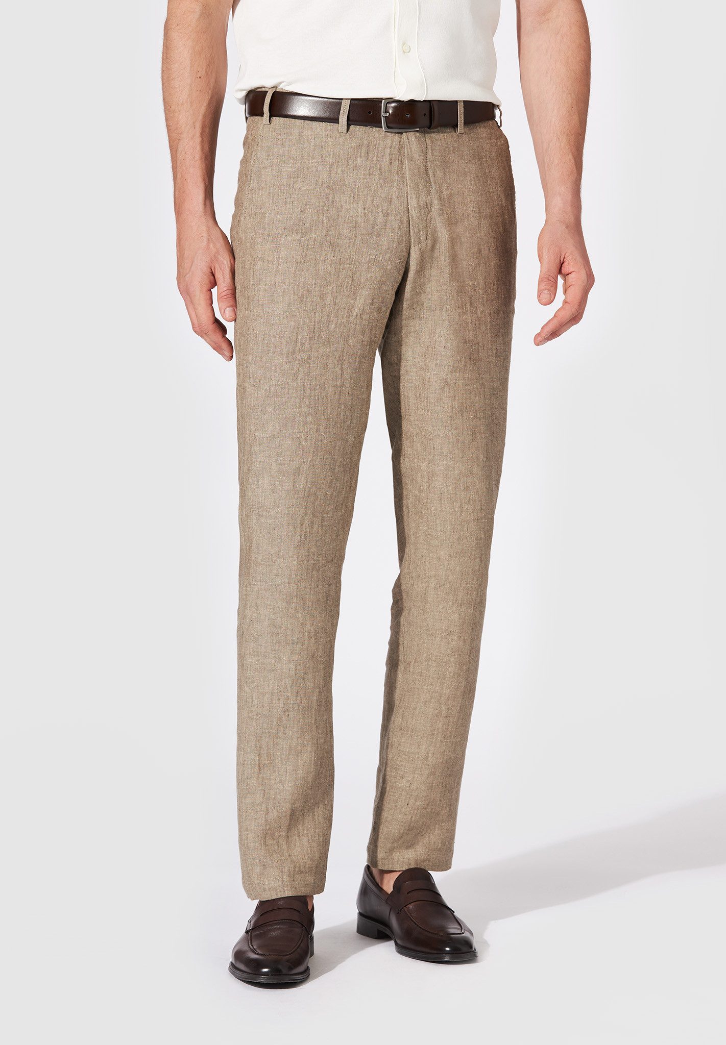 Hiltl Leinenhose Parma I Leinenhose Herren Regular Fit 100 Prozent Leinen, hellbraun, 5 Premium Leinen Chino aus 100% Leinen, atmungsaktive Sommerhose