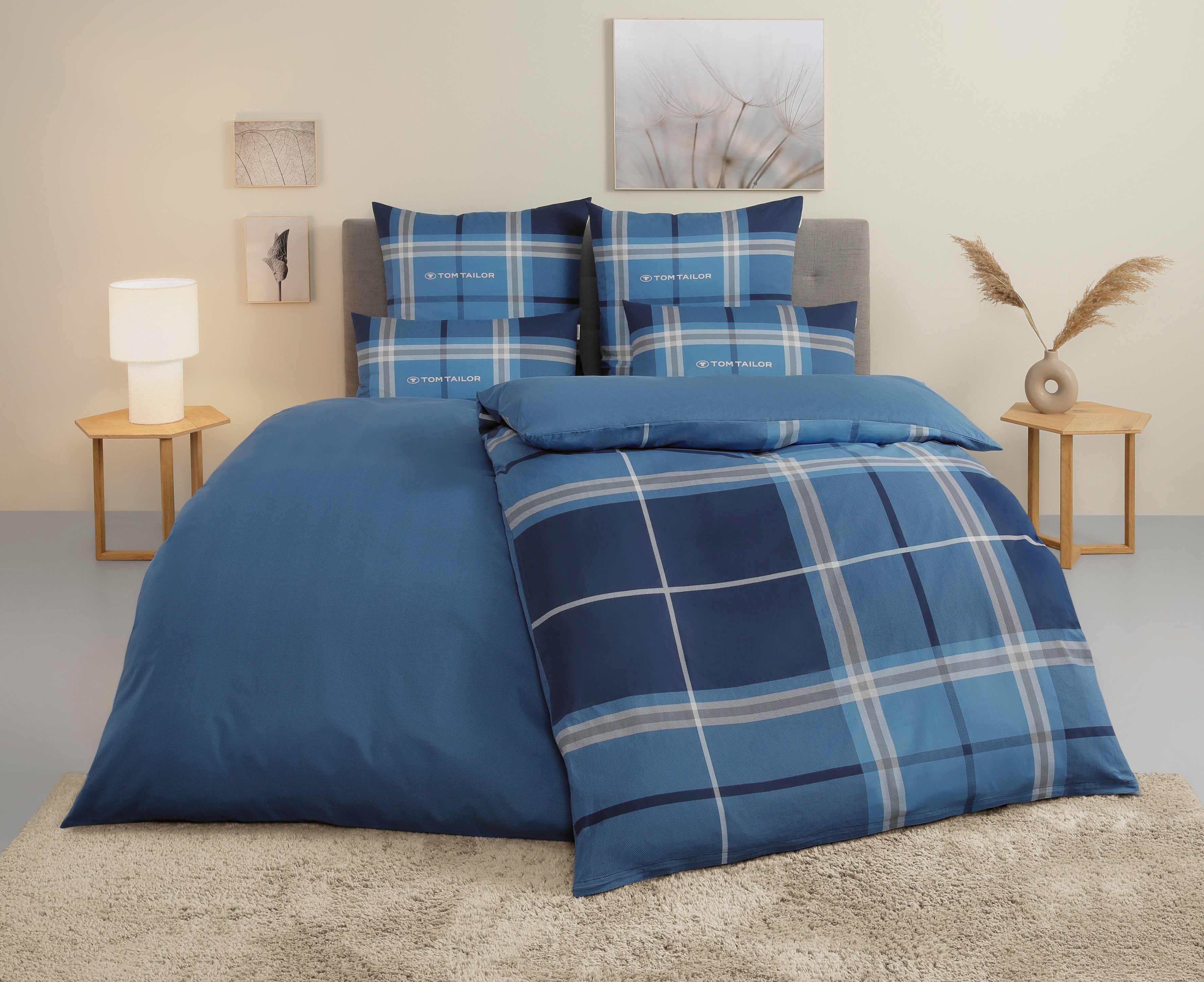 TOM TAILOR HOME Wendebettwäsche Eric in Gr. 135x200 oder 155x220 cm, Renforcé, 3 teilig, mit Reißverschluss, mit GRATIS-Zugabe: Sportbeutel aus 100% Baumwolle