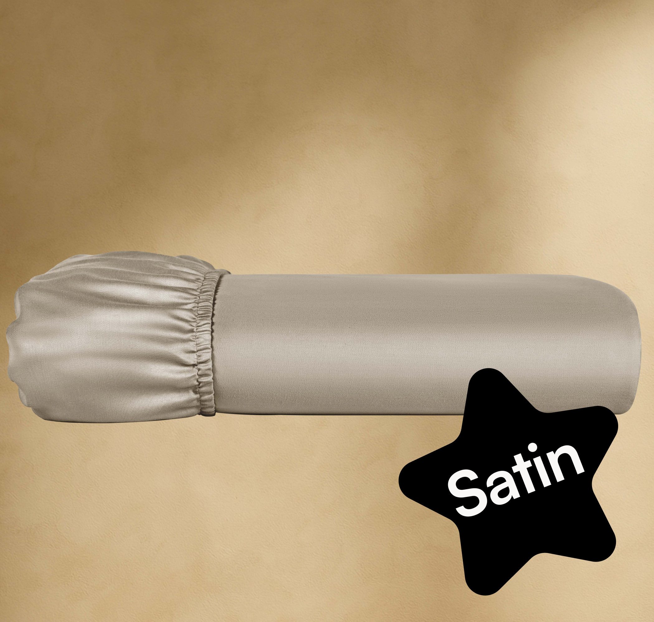 Seralino Spannbettlaken Mako Satin Spannbetttuch (100% Bio Baumwolle), 100% Bio-Baumwolle, Gummizug: rundum, Etiketten zeigen Seiten – schnelles, unkompliziertes Beziehen garantiert., Fairtrade/ GOTS zertifizierte uni Bettlaken, weich