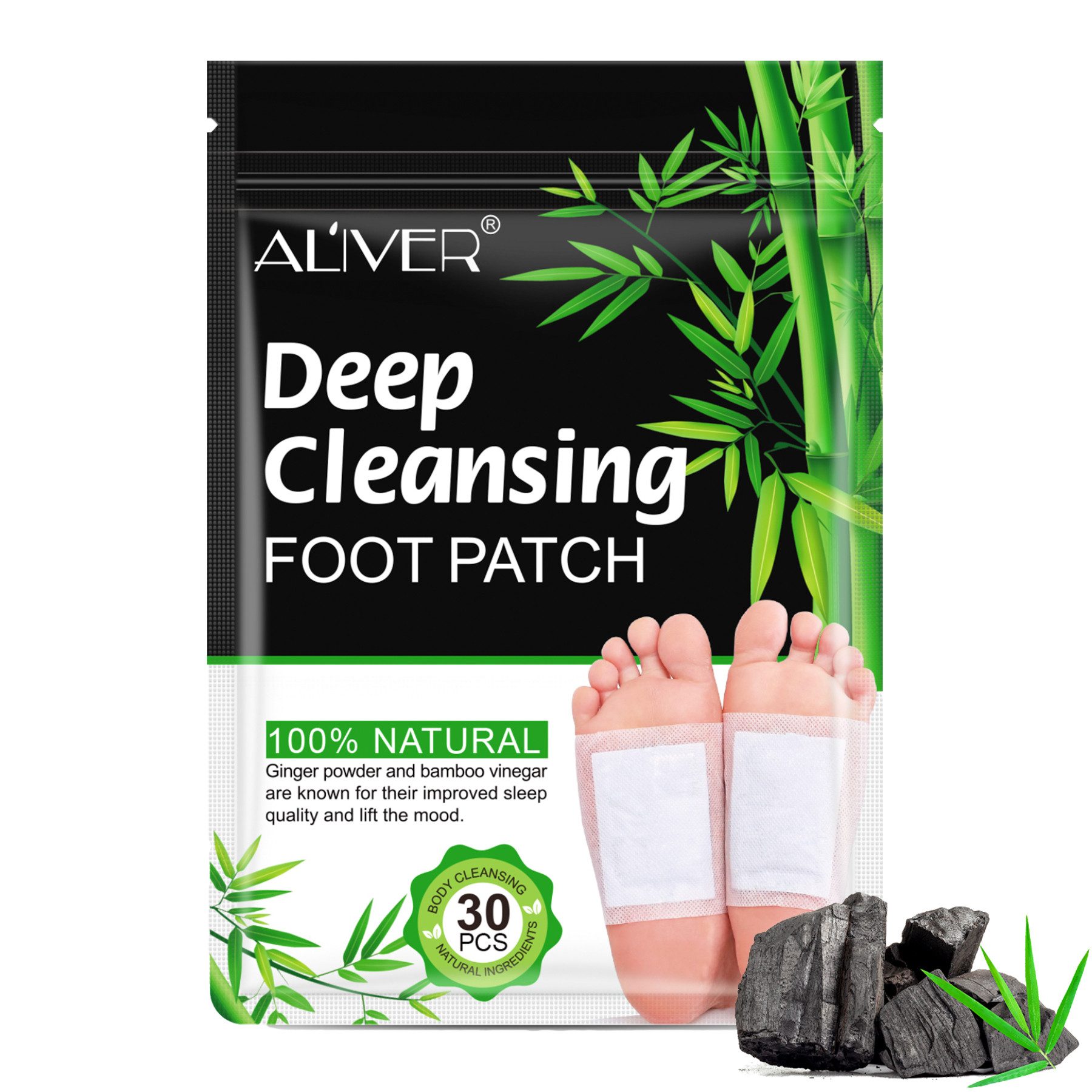 ALIVER Fußmaske Detox Fußpflaster Fußpflege Entgiftungspflaster mit Bambusessig Aliver, 1-tlg., Entgiftungspflaster