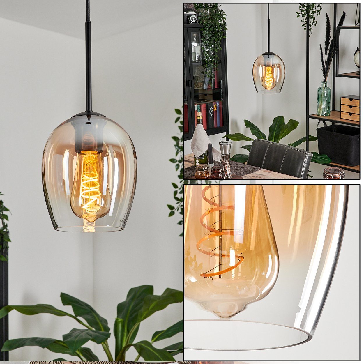 hofstein Hängeleuchte Hängelampe aus Metall/Glas in günstig online kaufen