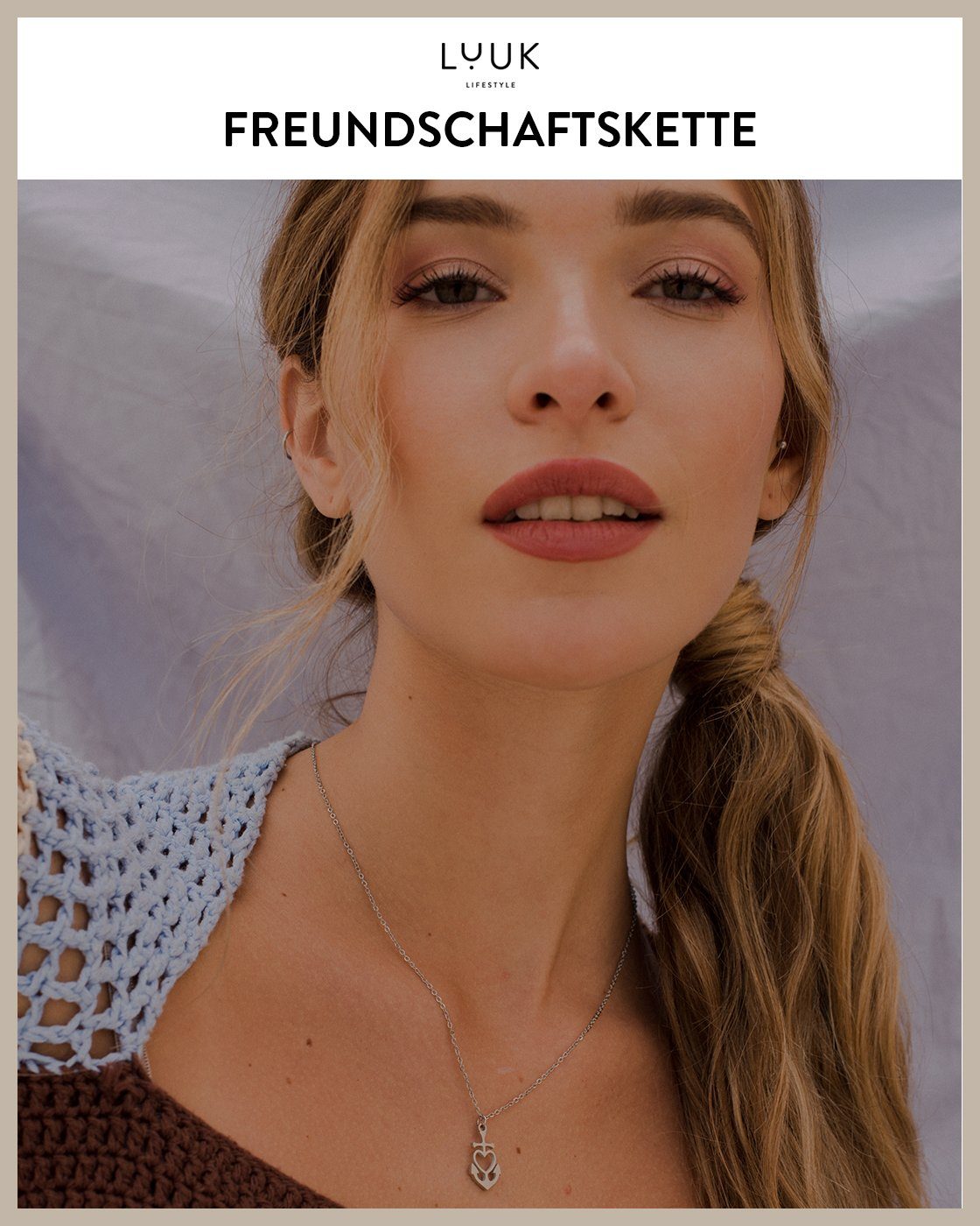 LUUK LIFESTYLE Freundschaftskette Herz-Anker, Herz und Anker Motiv, Freundschaftsgeschenk, Glücksbringer