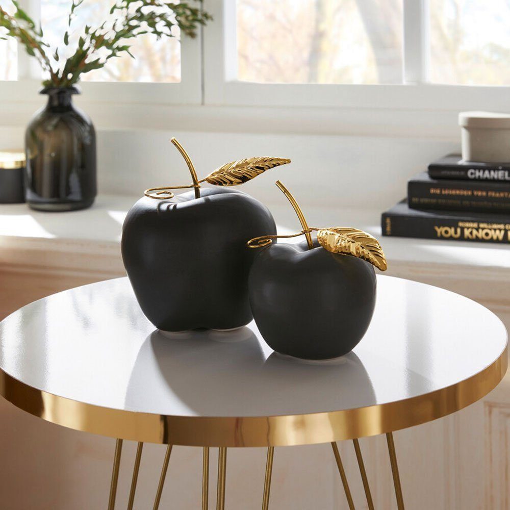 Home-trends24.de Dekofigur Apfel Schwarz Gold Deko Figur Objekt Skulptur 2e günstig online kaufen