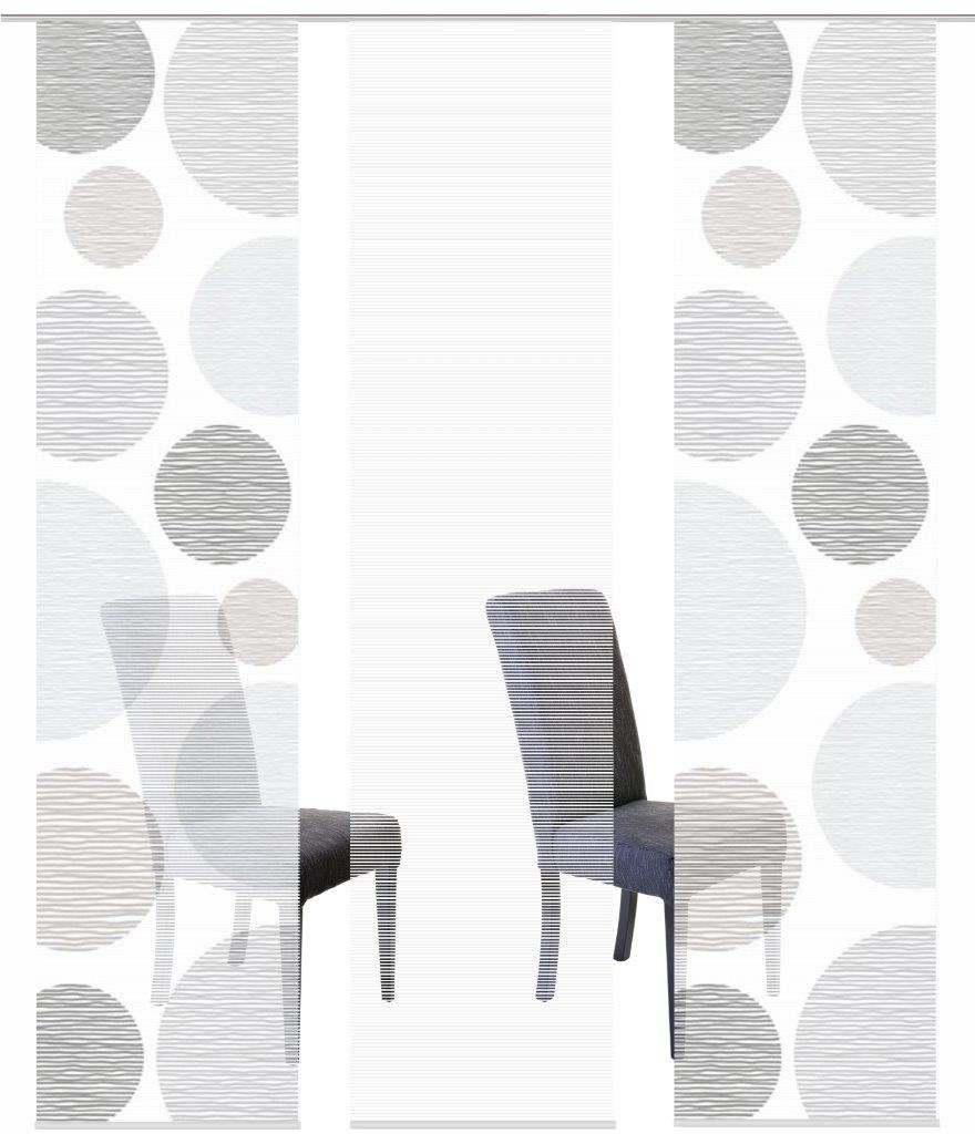 Vision S Schiebegardine 88553 Schiebegardinen BORDEN halbtransparent Bambusoptik 260x60 cm (3 St), Paneelwagen, halbtransparent, 100% Polyester