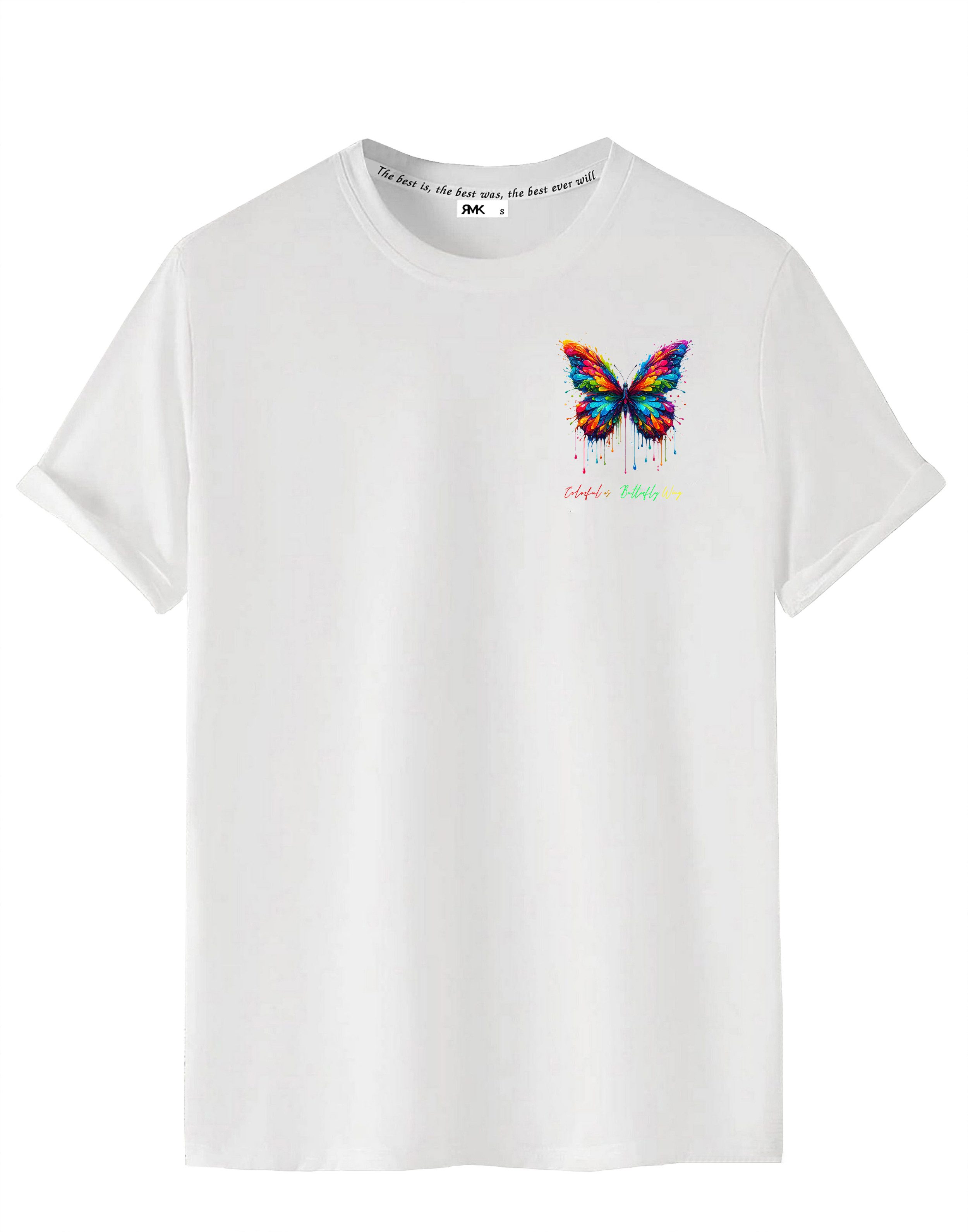 RMK T-Shirt Herren Shirt Basic Rundhals mit Butterfly Regenbogen Schmetterl günstig online kaufen