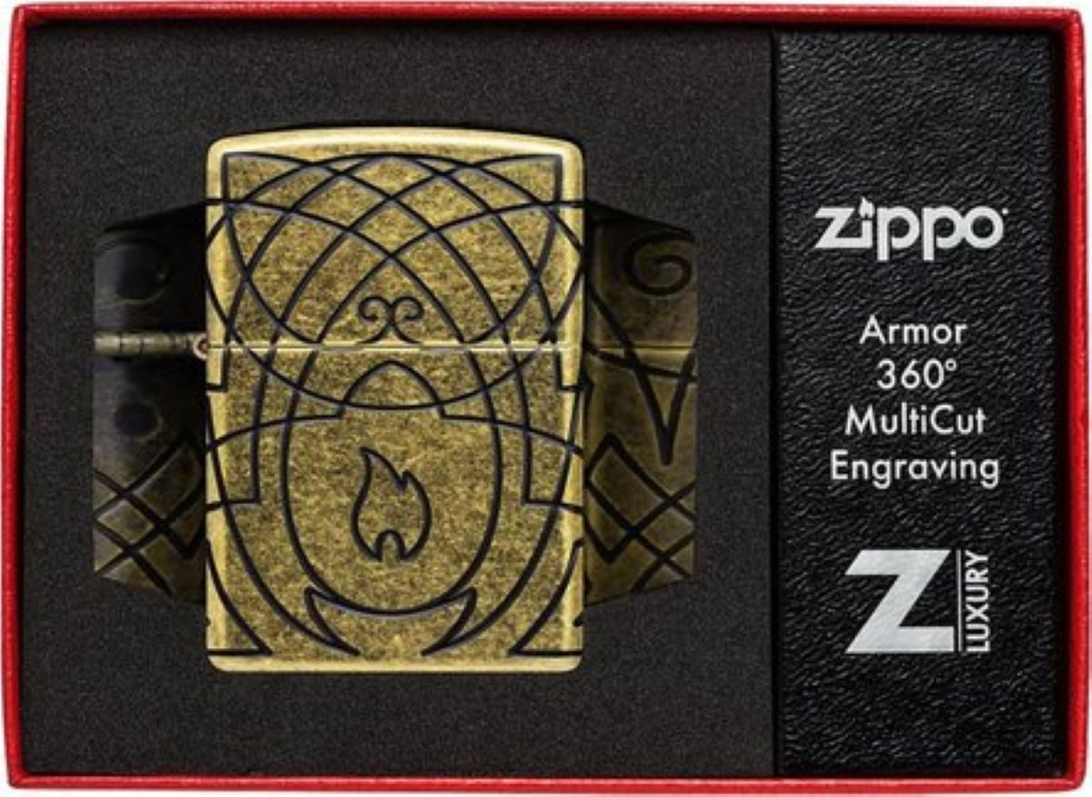 Zippo Feuerzeug Armor Case Deep Carved Elegant Flame 60007909 (1-St), Neuheit Herbst 2026