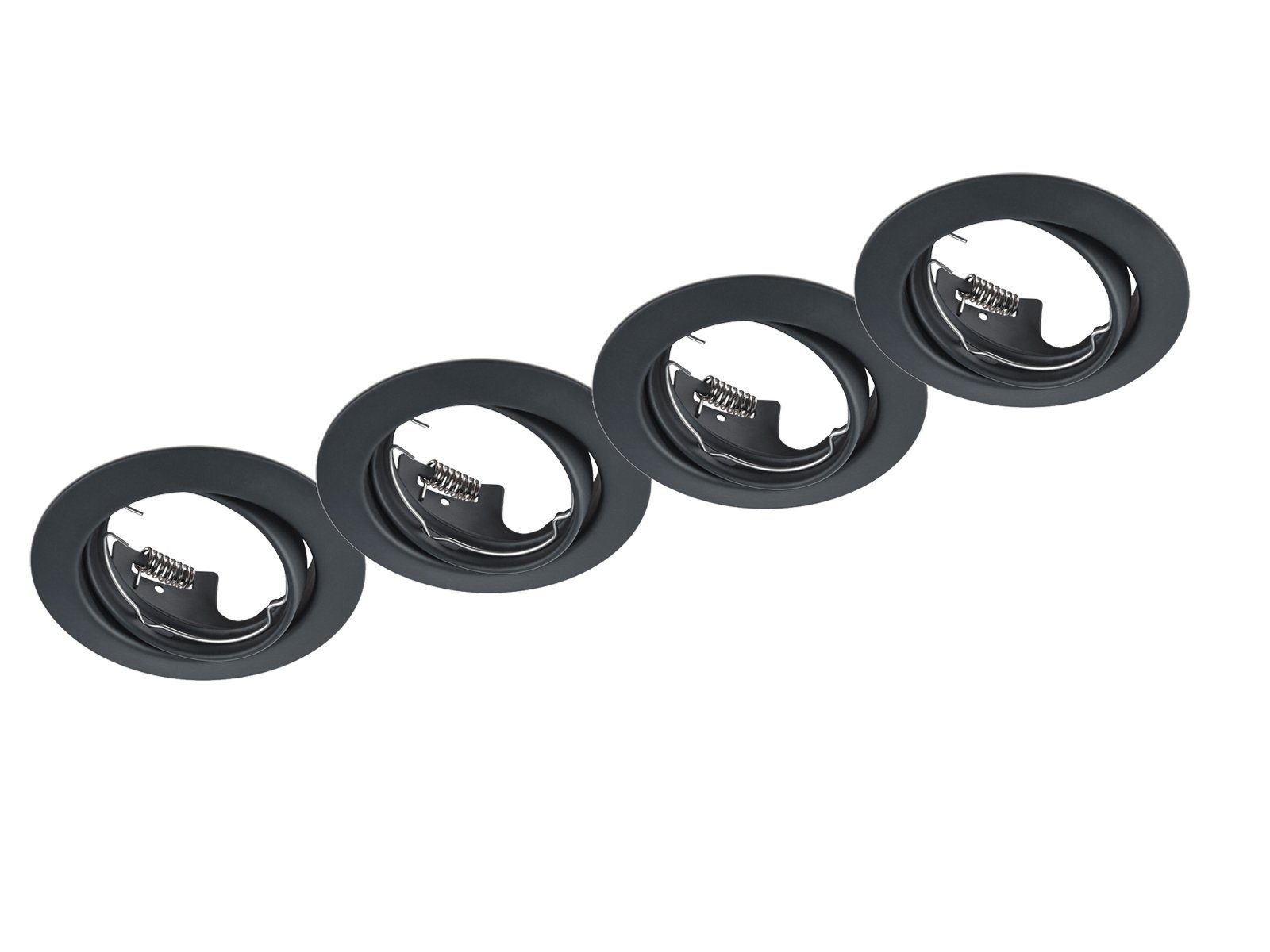 TRIO Leuchten Einbauleuchte, ohne Leuchtmittel, 4er Set Deckeneinbauleuchten, Einbau Decken-spot rund Schwarz Ø 8,3cm