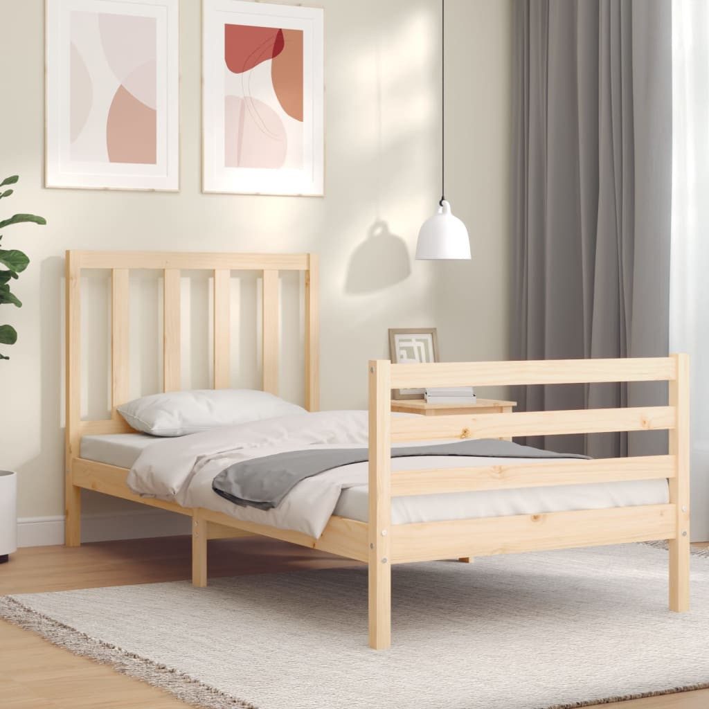 vidaXL Bett Massivholzbett mit Kopfteil günstig online kaufen