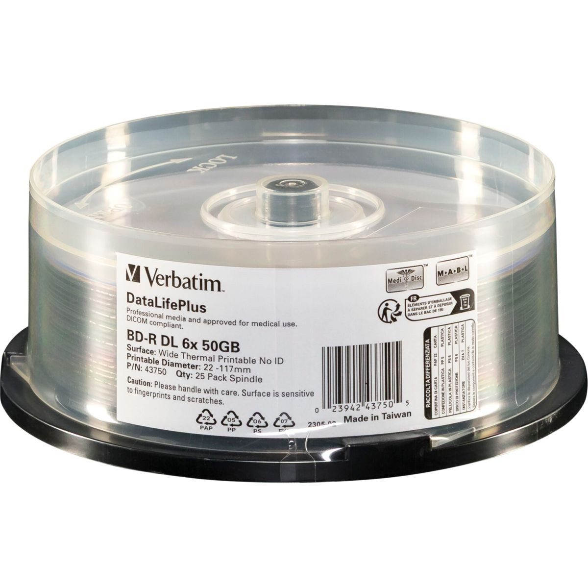 Verbatim Blu-ray-Rohling 1x25 BD-R Blu-Ray 50GB 6x Speed thermal printable
