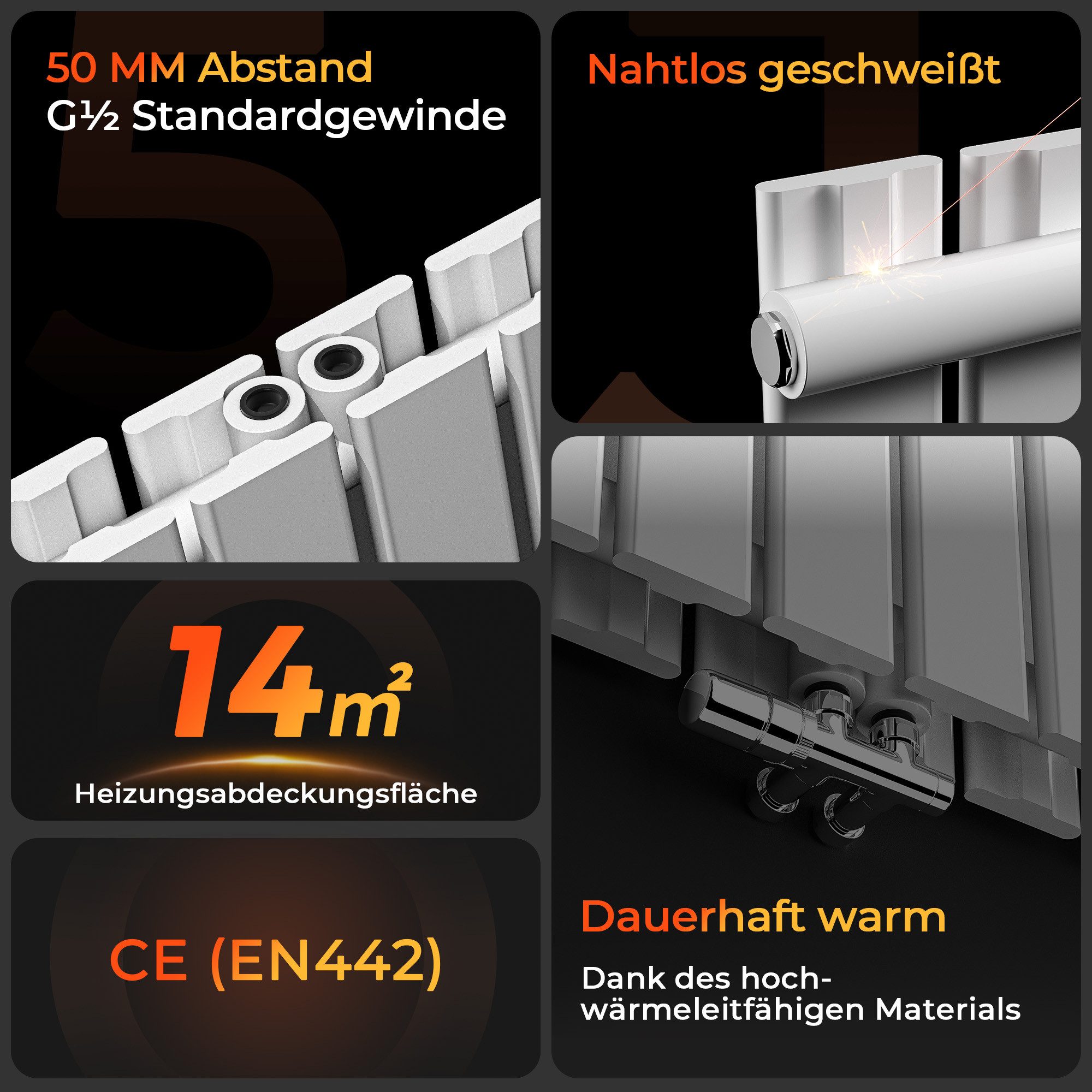 MEYKOERS Heizkörper Doppellagig Flachheizkörper Vertikal 1670~2227W günstig online kaufen