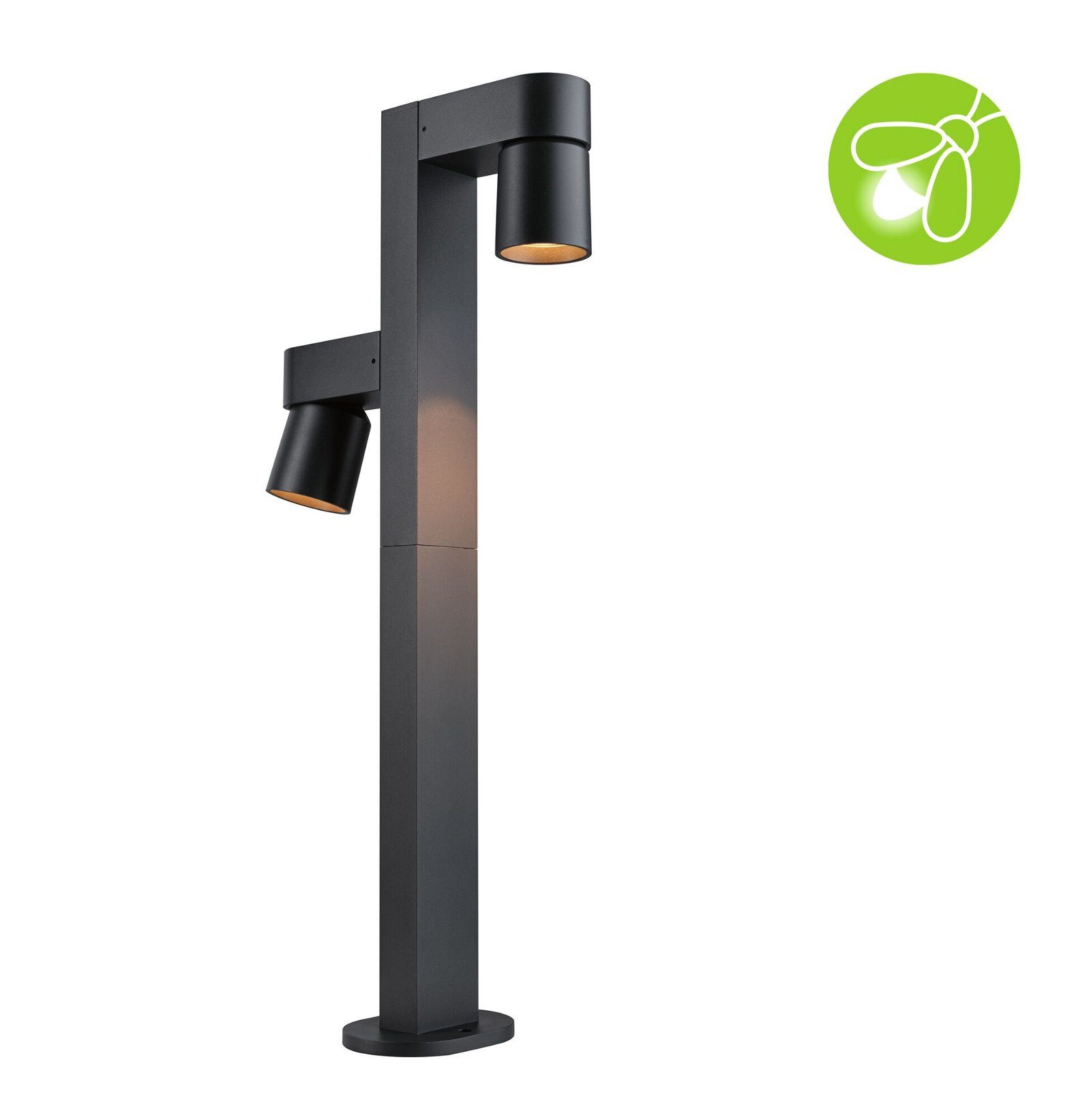 Paulmann LED Pollerleuchte Kimu IP44 822mm 2200K 2x7,8W 720lm 230V 70° Anthrazit Aluminium, LED fest integriert, insektenfreundlich