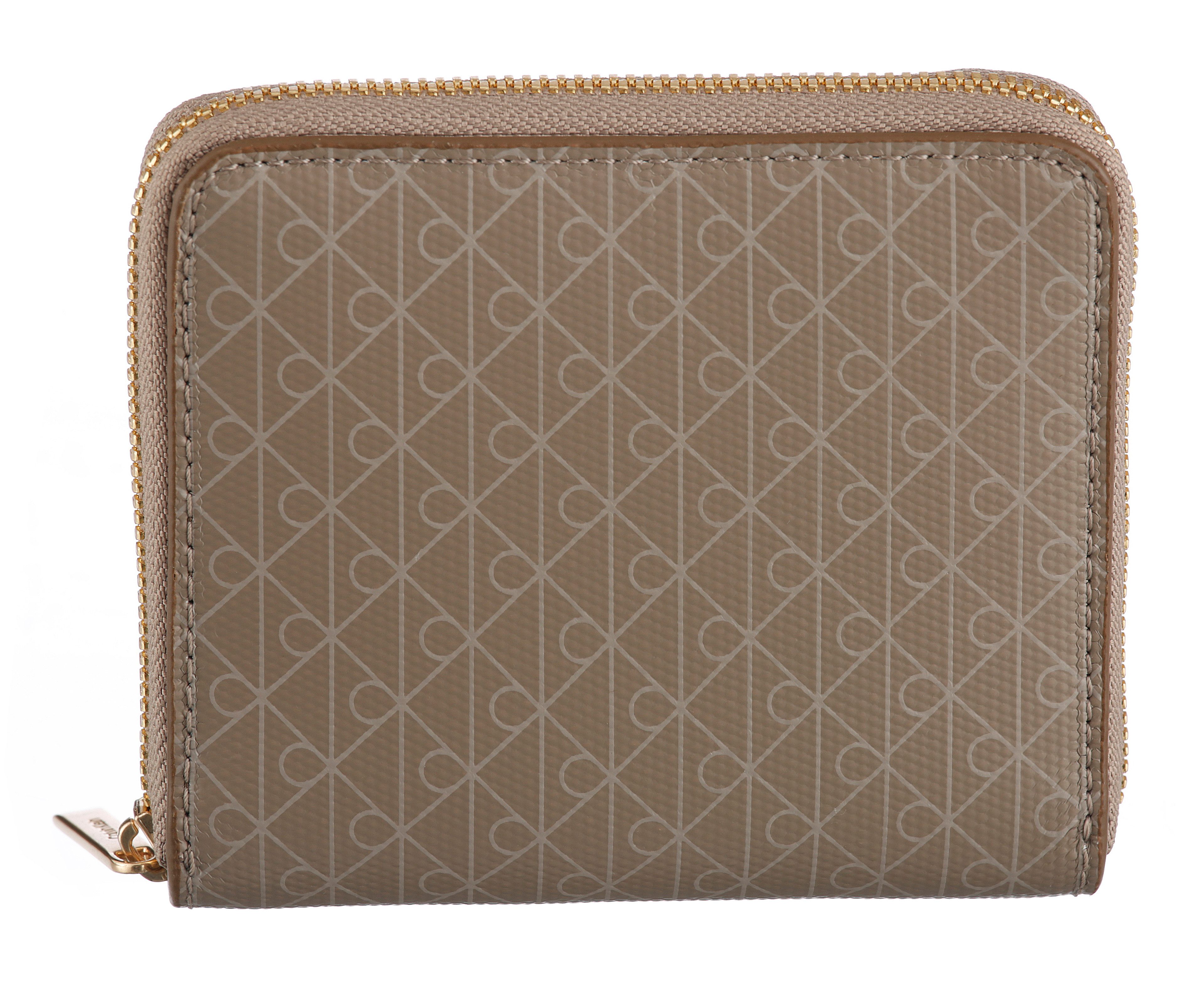 Calvin Klein Geldbörse AOP SQUARE ZIP AROUND, Geldbeutel, Damen Portemonnaie mit Monogramm-Print