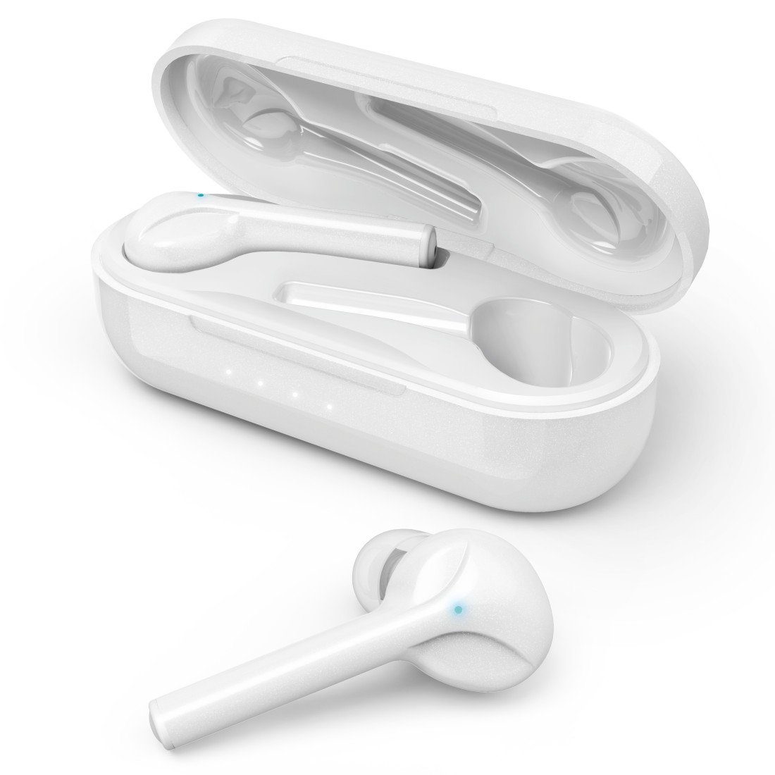 Hama Bluetooth® Kopfhörer True Wireless, In Ear USB-C Anschluss, Ladebox In-Ear-Kopfhörer (Sprachsteuerung, Google Assistant, Siri, A2DP Bluetooth, AVRCP Bluetooth, HFP, HSP, Berührungssteuerung, Sprachassistenten Siri und Google Assistant) weiß | In-Ear-Kopfhörer